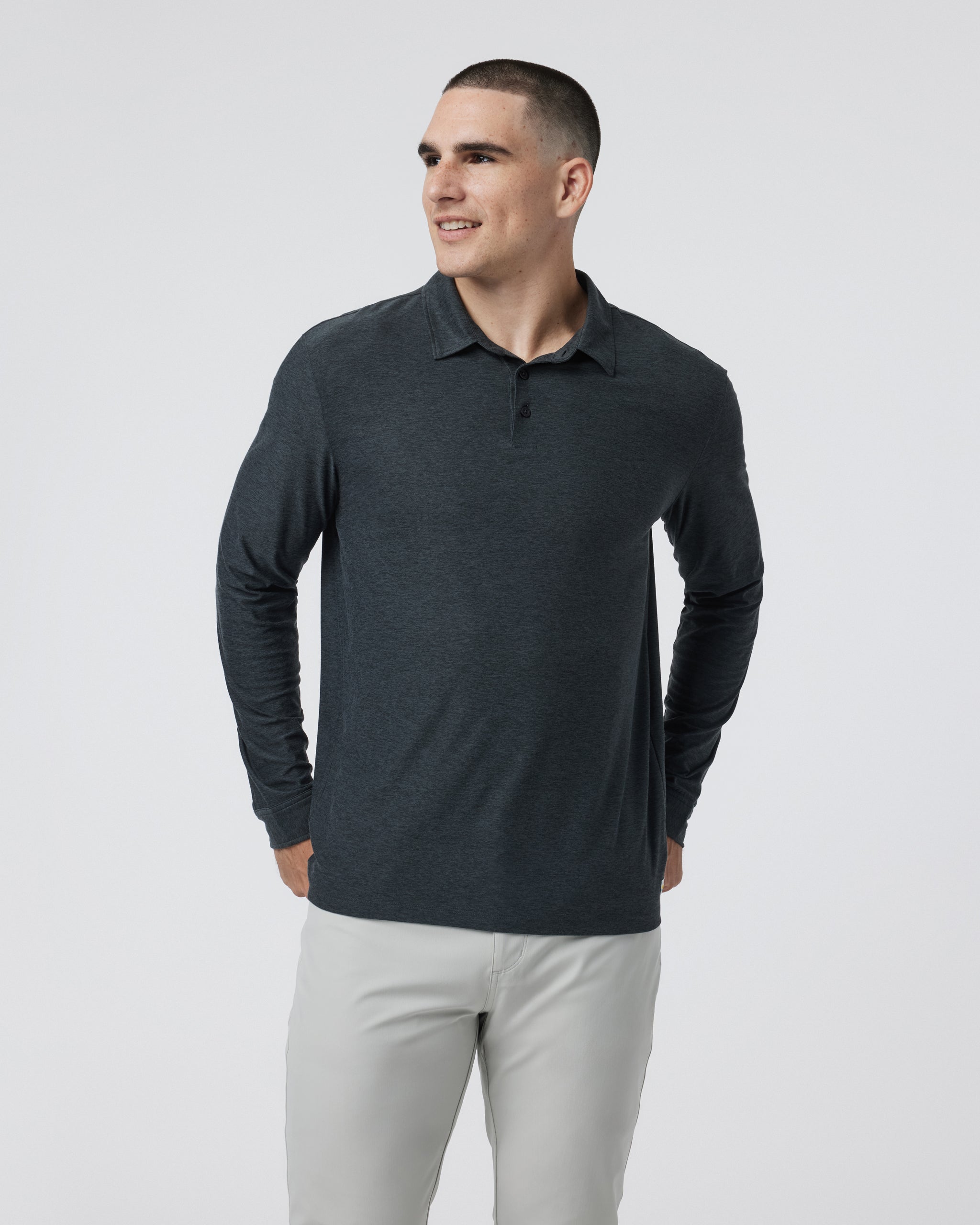 Long Sleeve Strato Tech Polo | Charcoal Heather