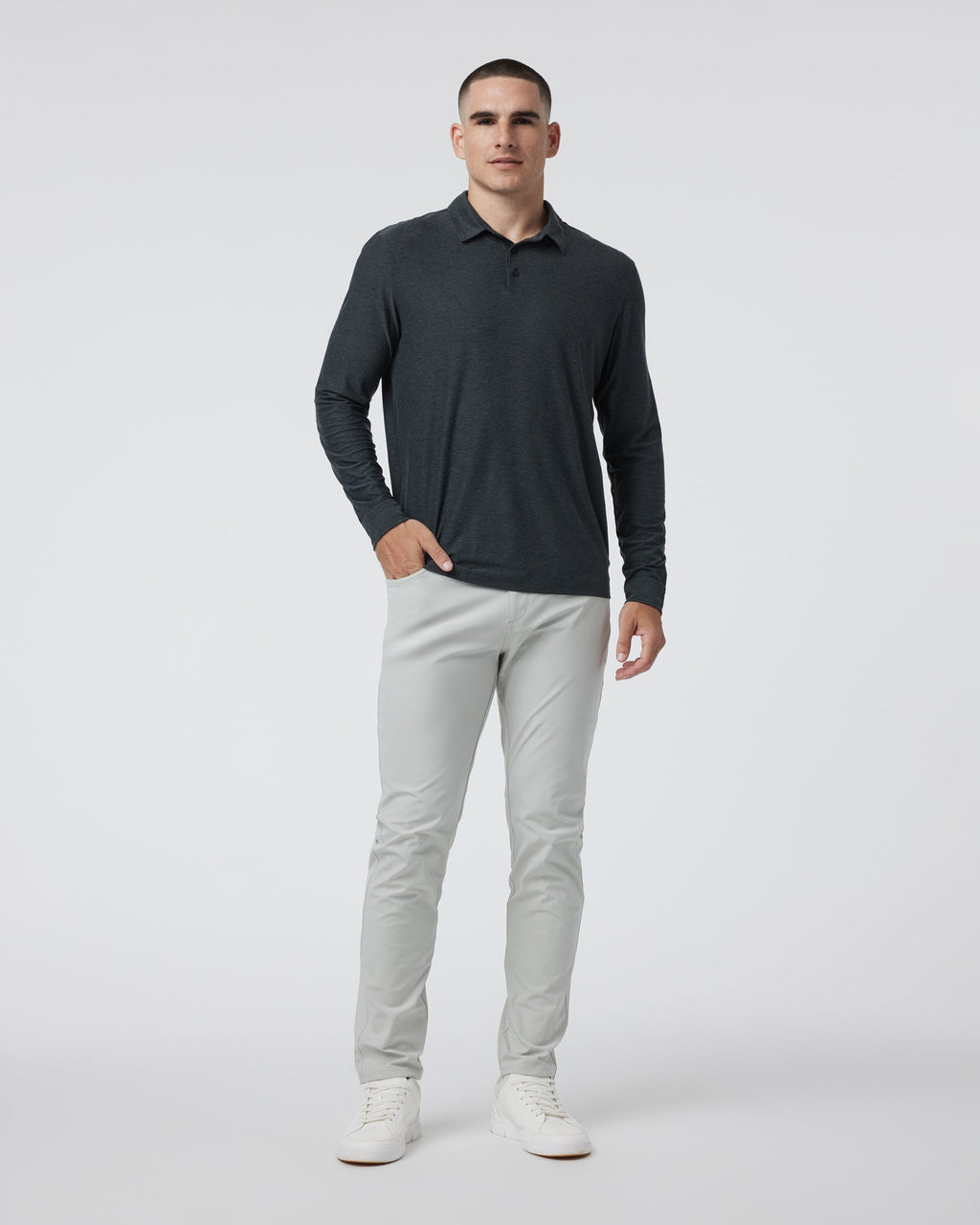 Long Sleeve Strato Tech Polo | Charcoal Heather