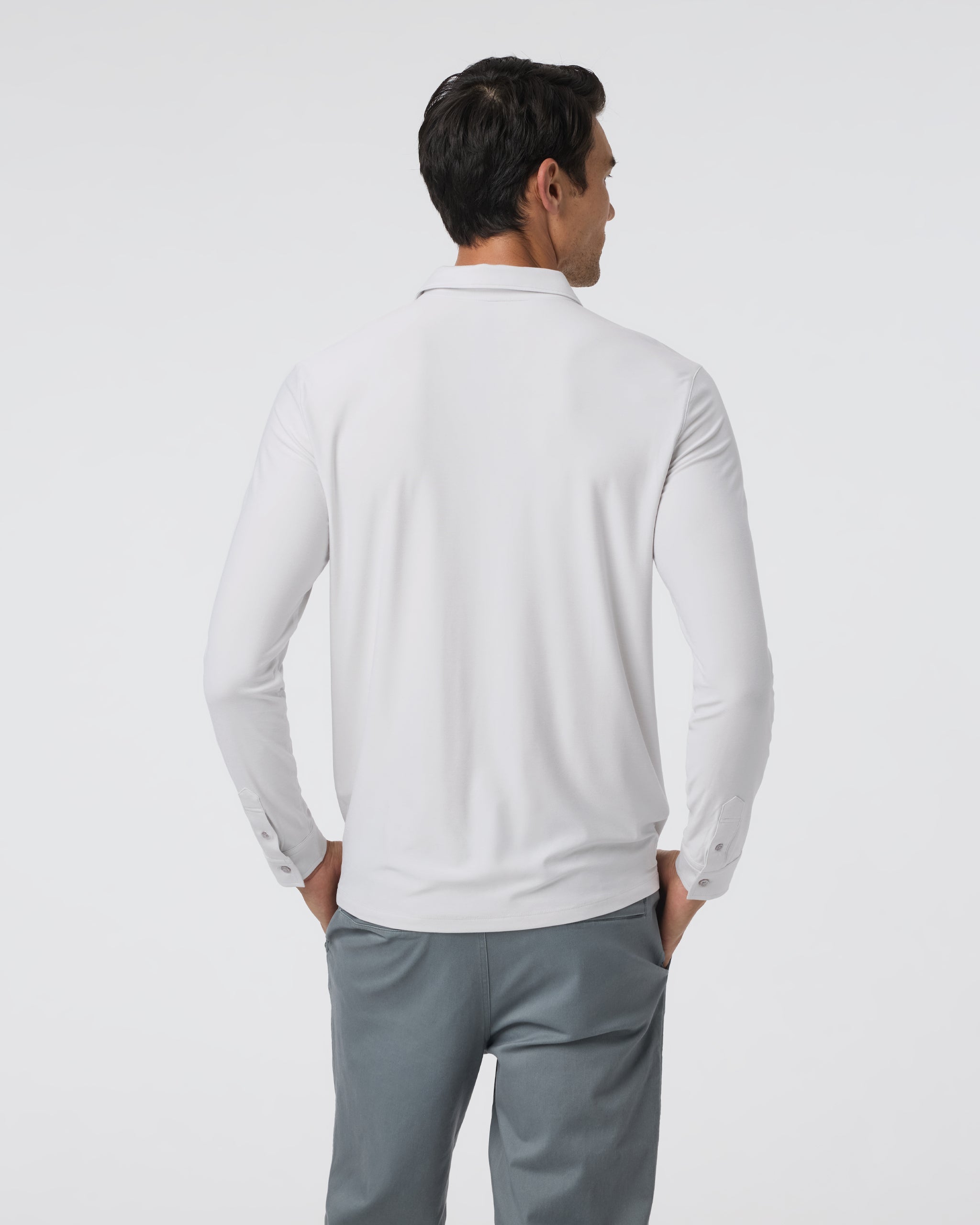 Long Sleeve Strato Tech Polo | Frost Grey Heather