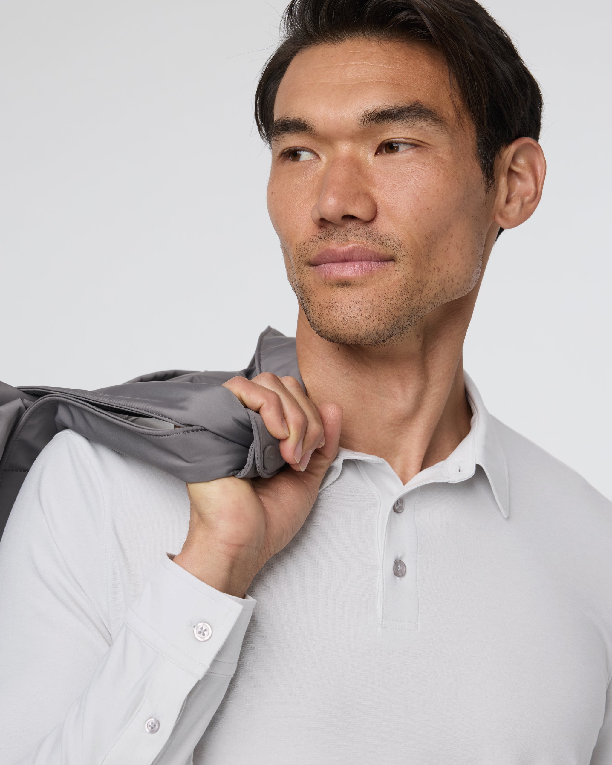 Long Sleeve Strato Tech Polo | Frost Grey Heather
