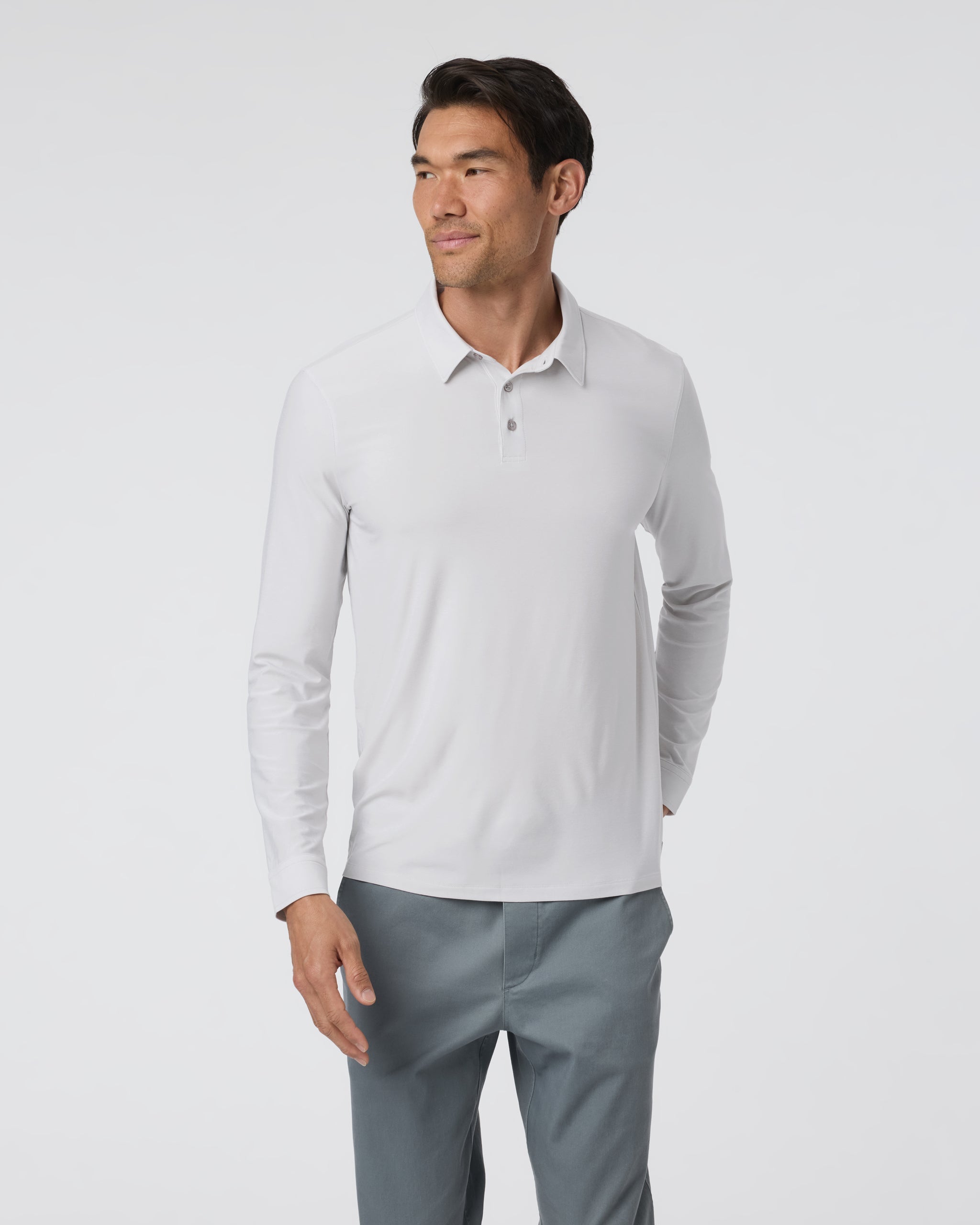 Long Sleeve Strato Tech Polo | Frost Grey Heather