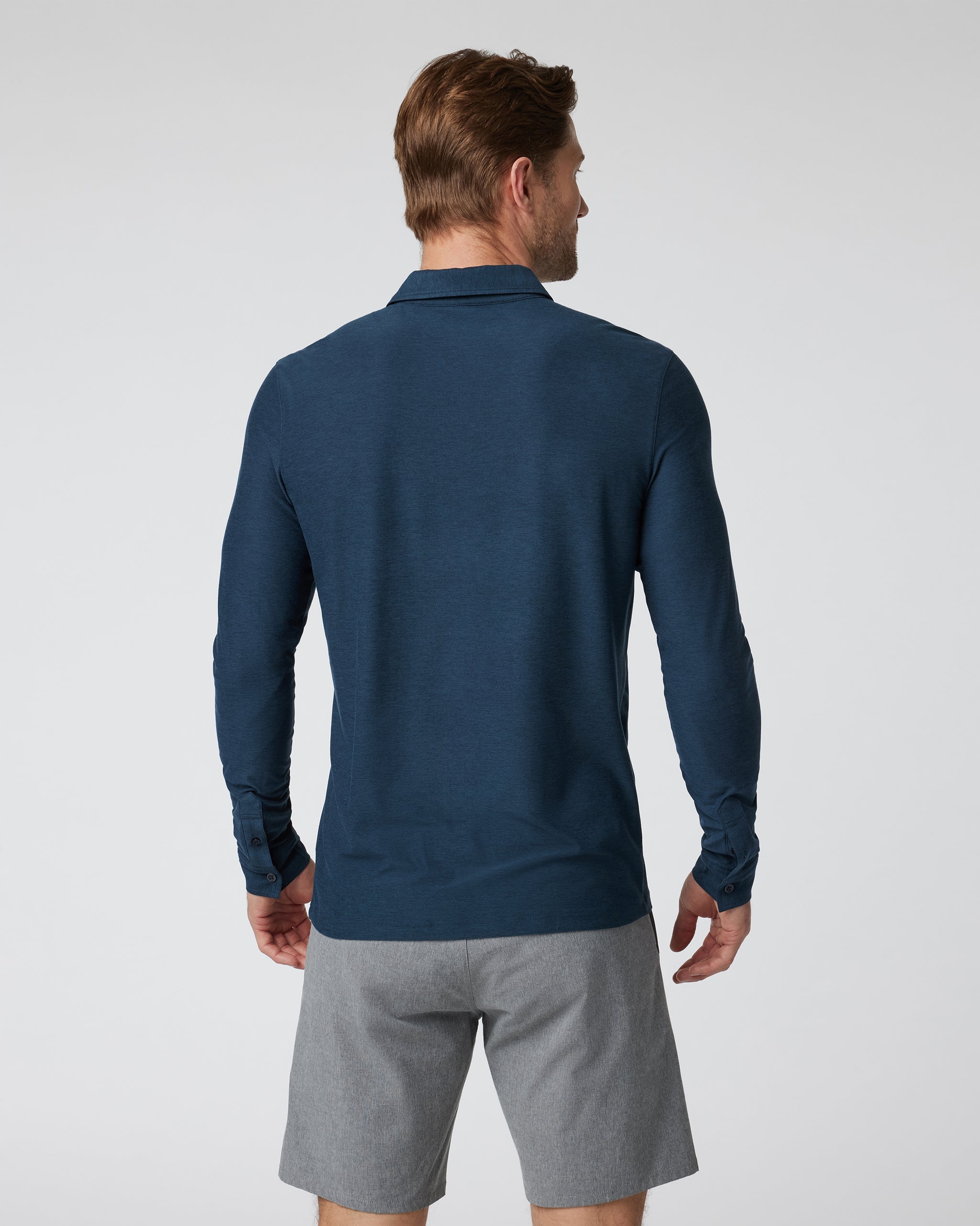 Long Sleeve Strato Tech Polo | Navy Heather