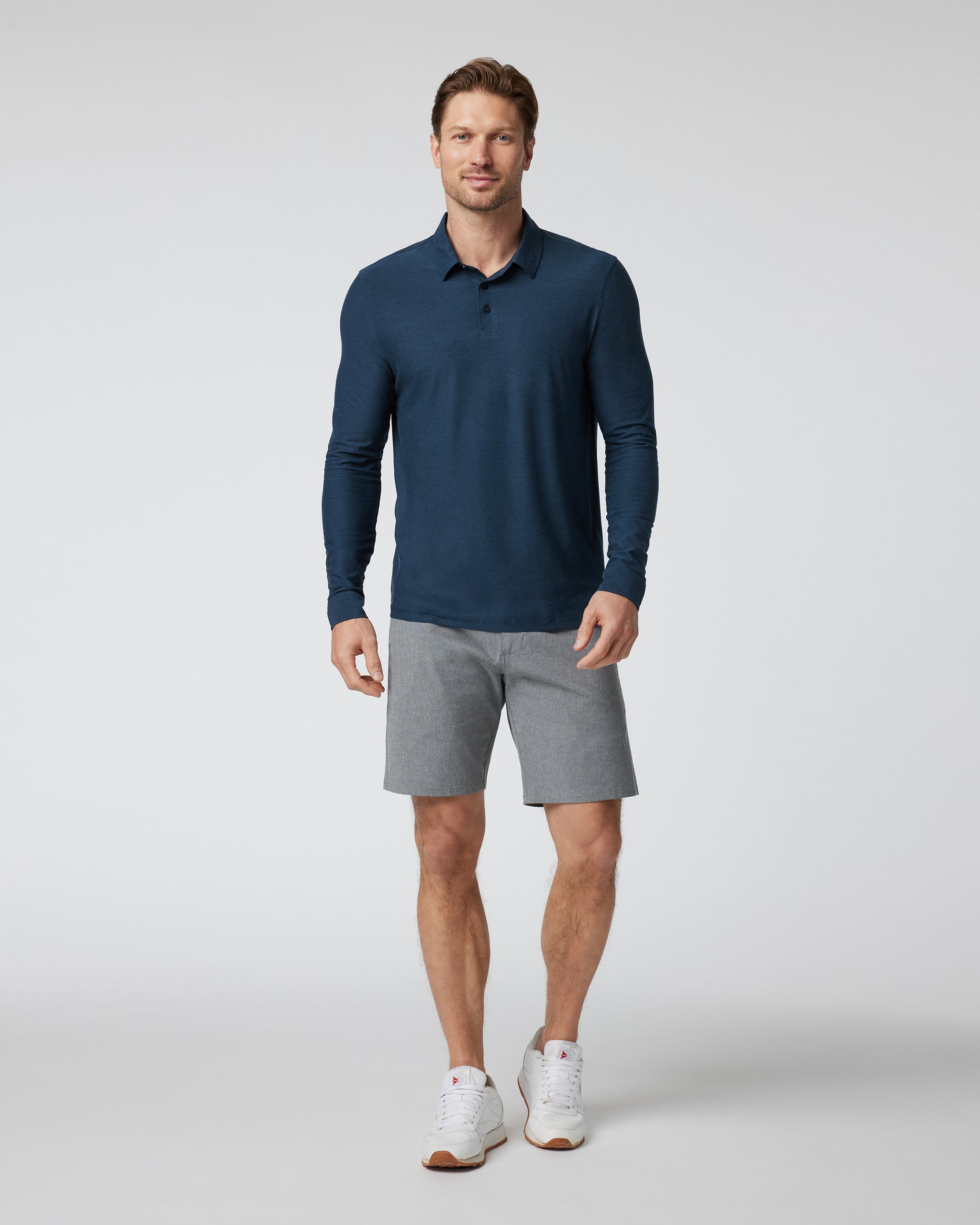 Long Sleeve Strato Tech Polo | Navy Heather