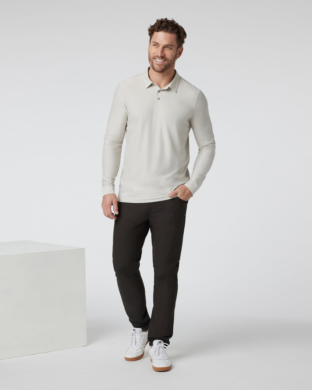 Long Sleeve Strato Tech Polo | Salt Heather