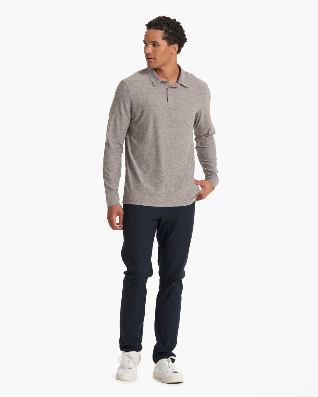 Long Sleeve Strato Tech Polo | Heather Grey