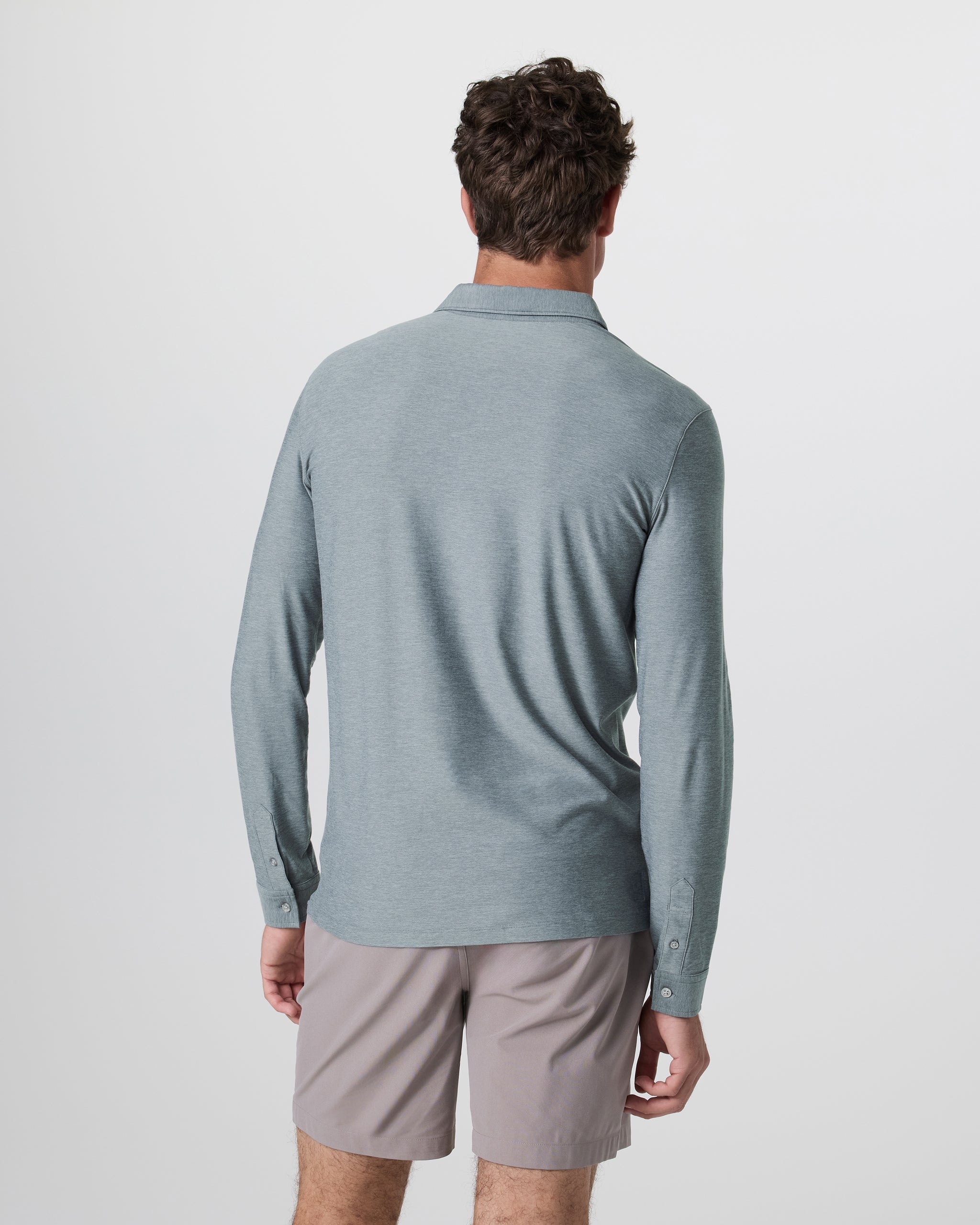 Long Sleeve Strato Tech Polo | Dusty Blue Heather