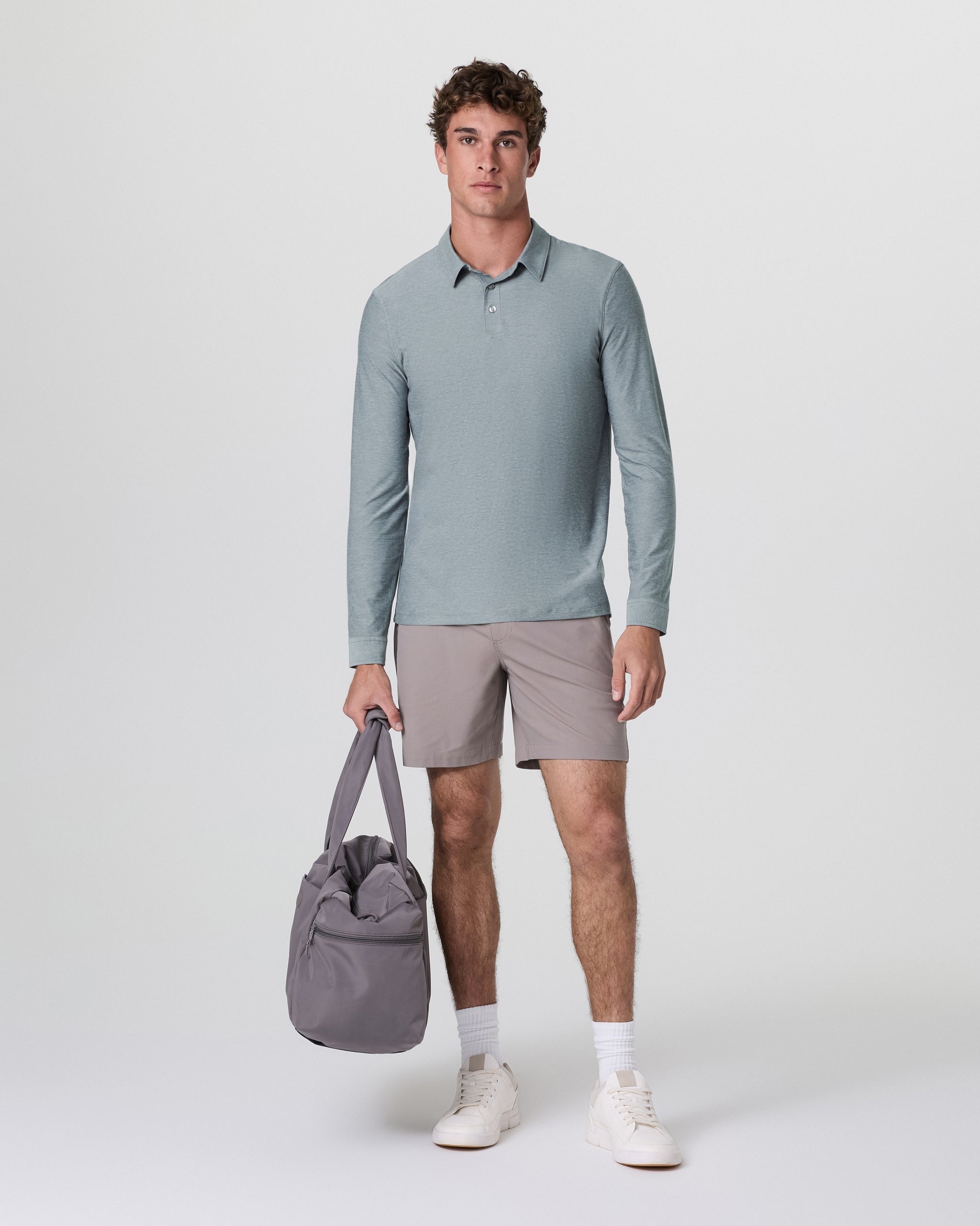 Long Sleeve Strato Tech Polo | Dusty Blue Heather