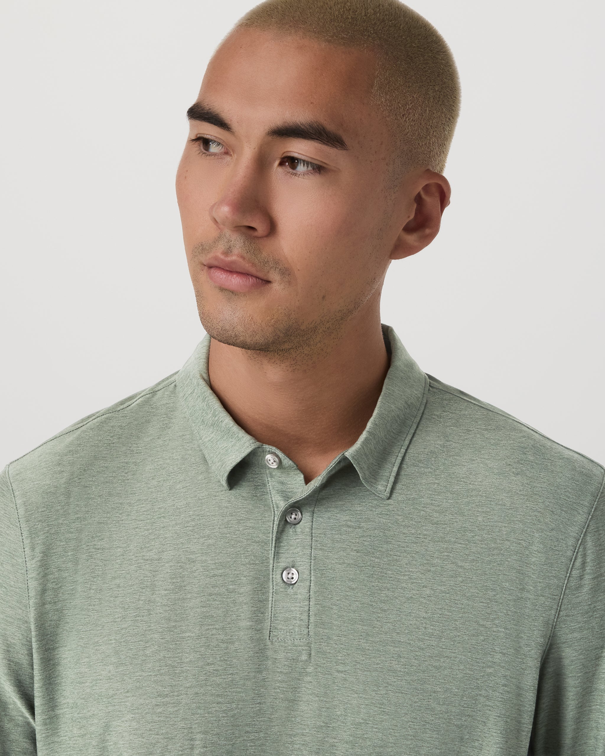 Long Sleeve Strato Tech Polo | Thyme Heather