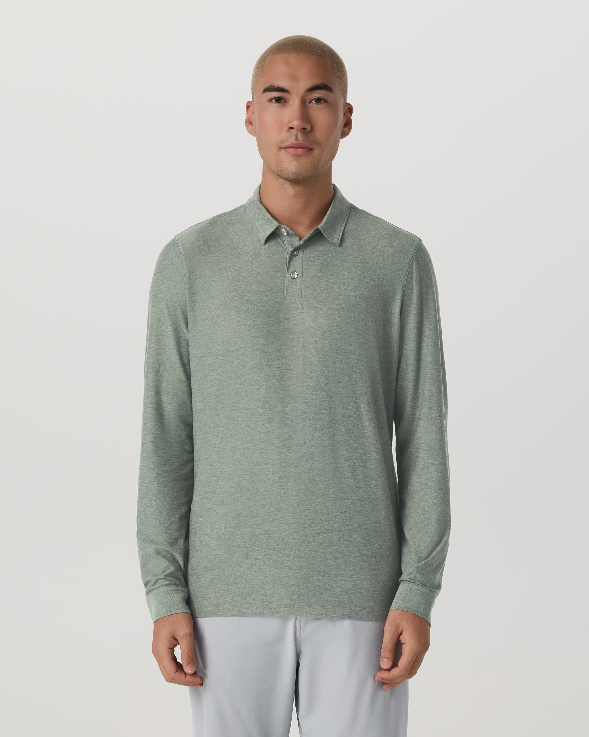 Long Sleeve Strato Tech Polo | Thyme Heather