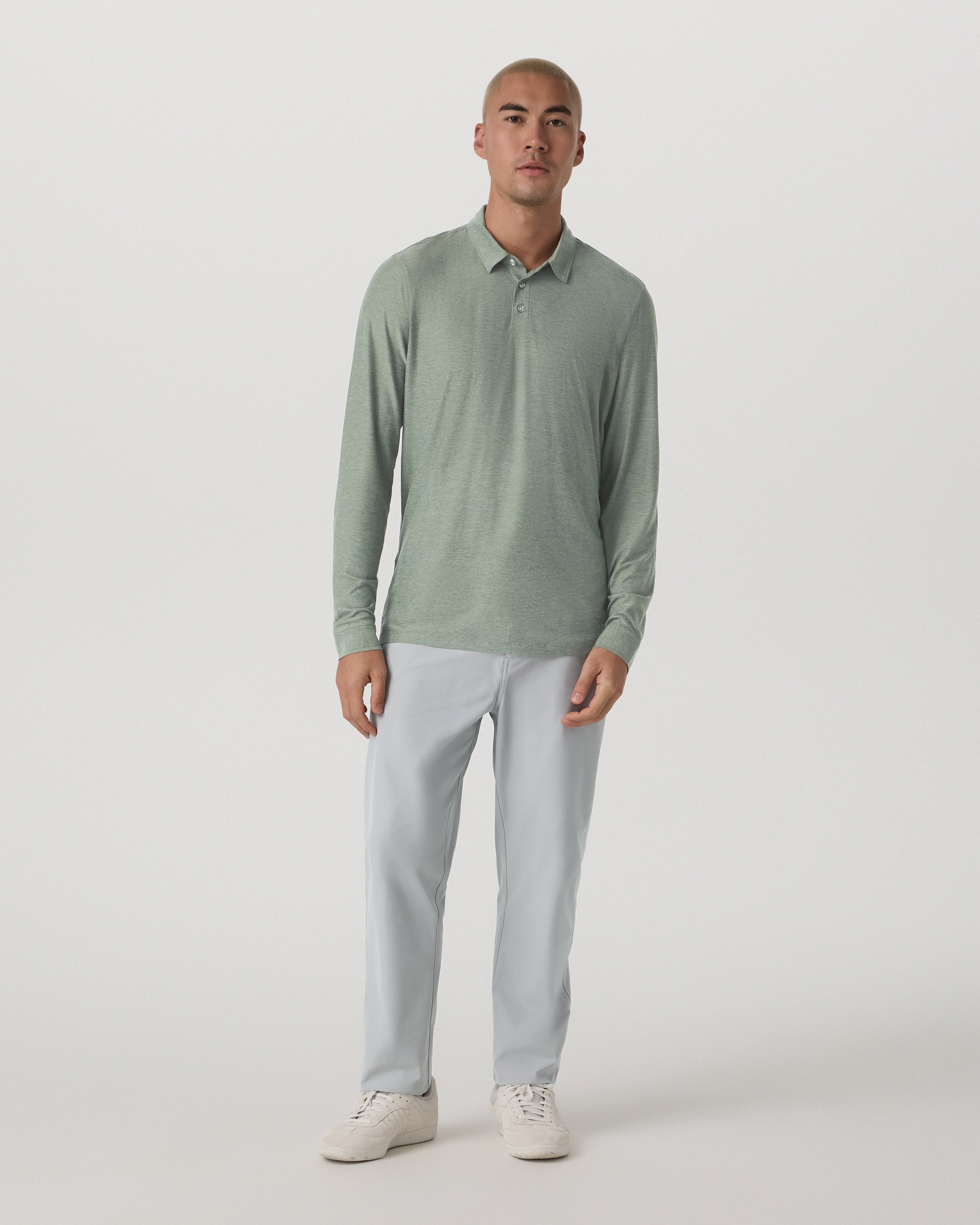 Long Sleeve Strato Tech Polo | Thyme Heather