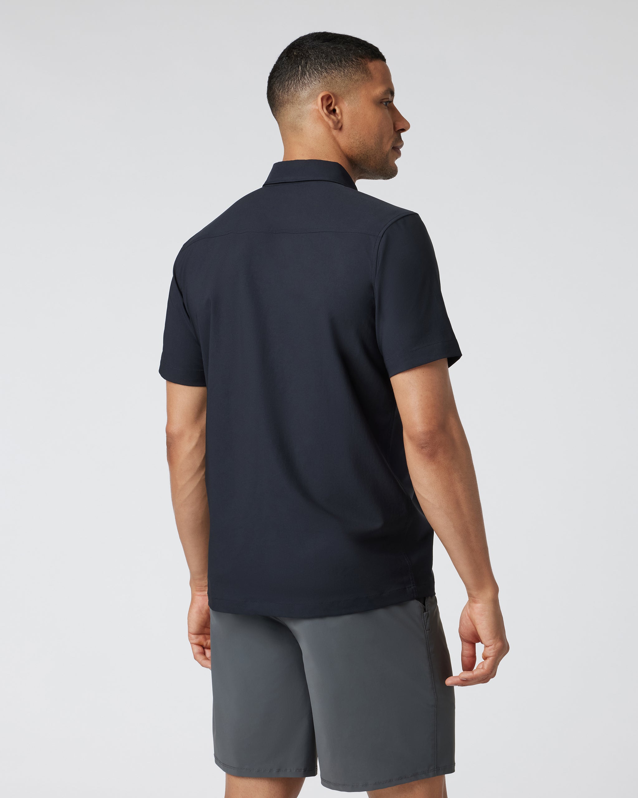 Short Sleeve Manhattan Button Down | Black