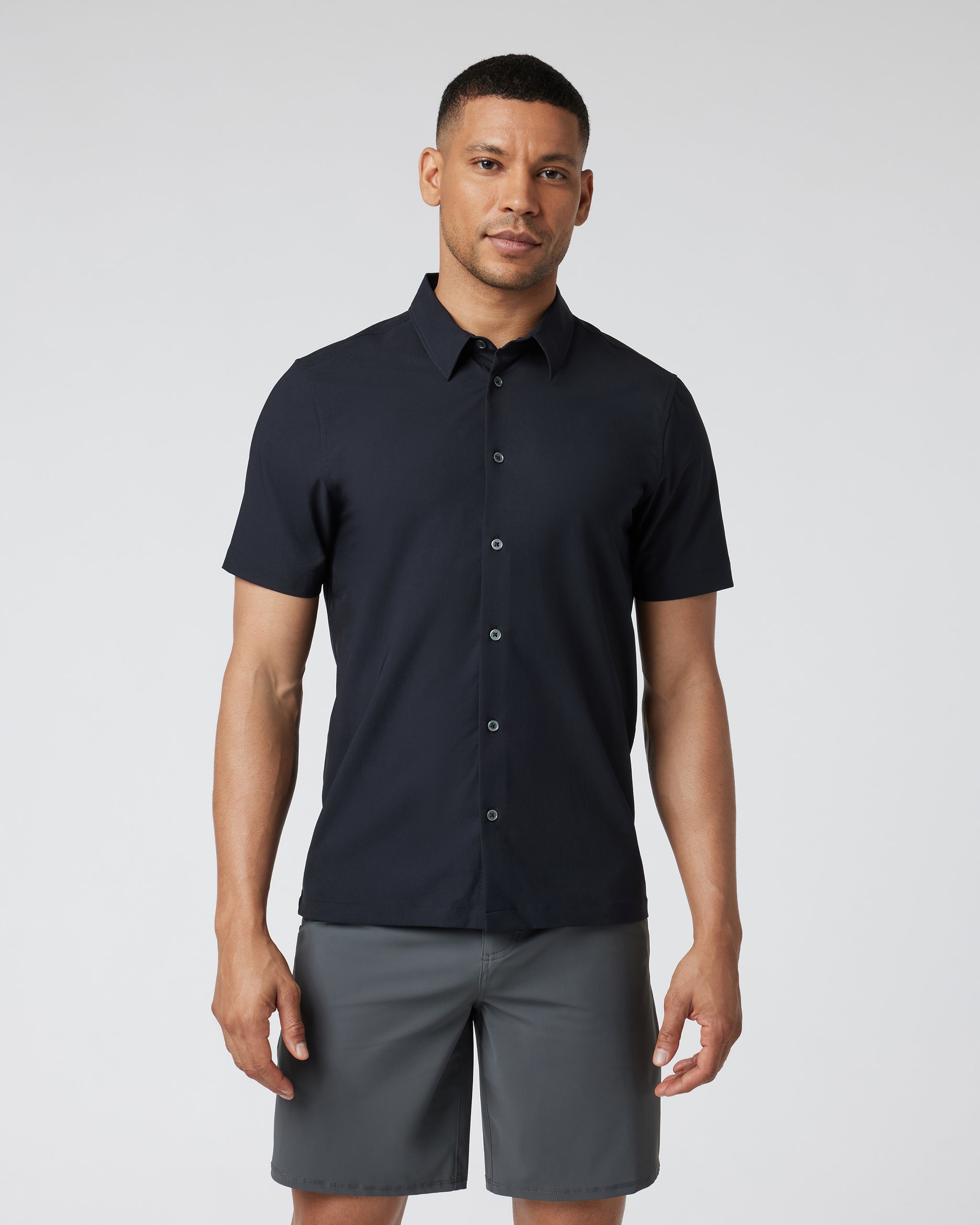 Short Sleeve Manhattan Button Down | Black