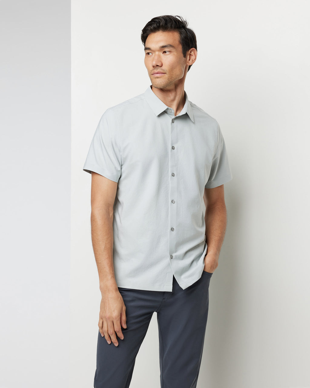Short Sleeve Manhattan Button Down | Sky Grey