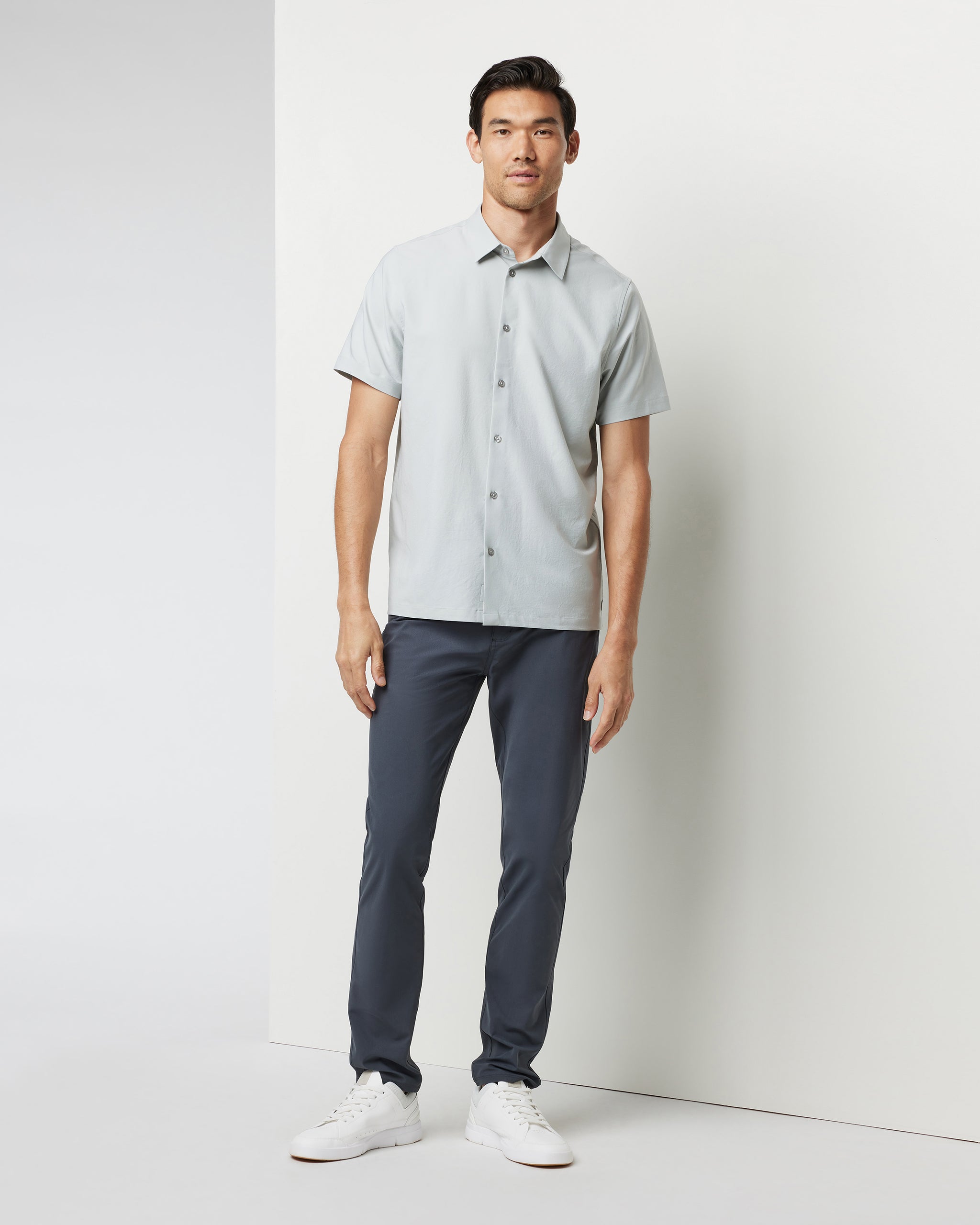 Short Sleeve Manhattan Button Down | Sky Grey
