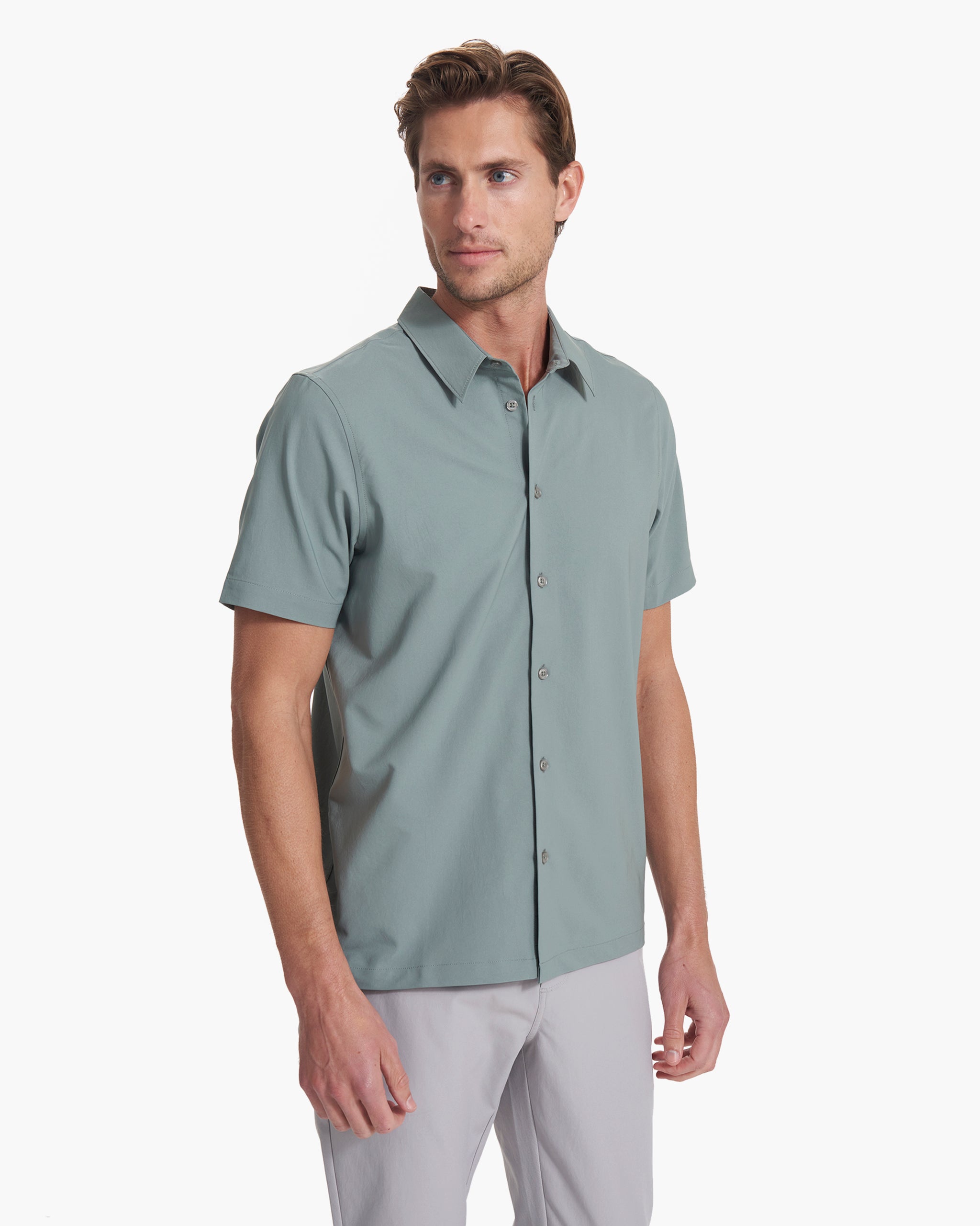 Short Sleeve Manhattan Button Down | Stormy