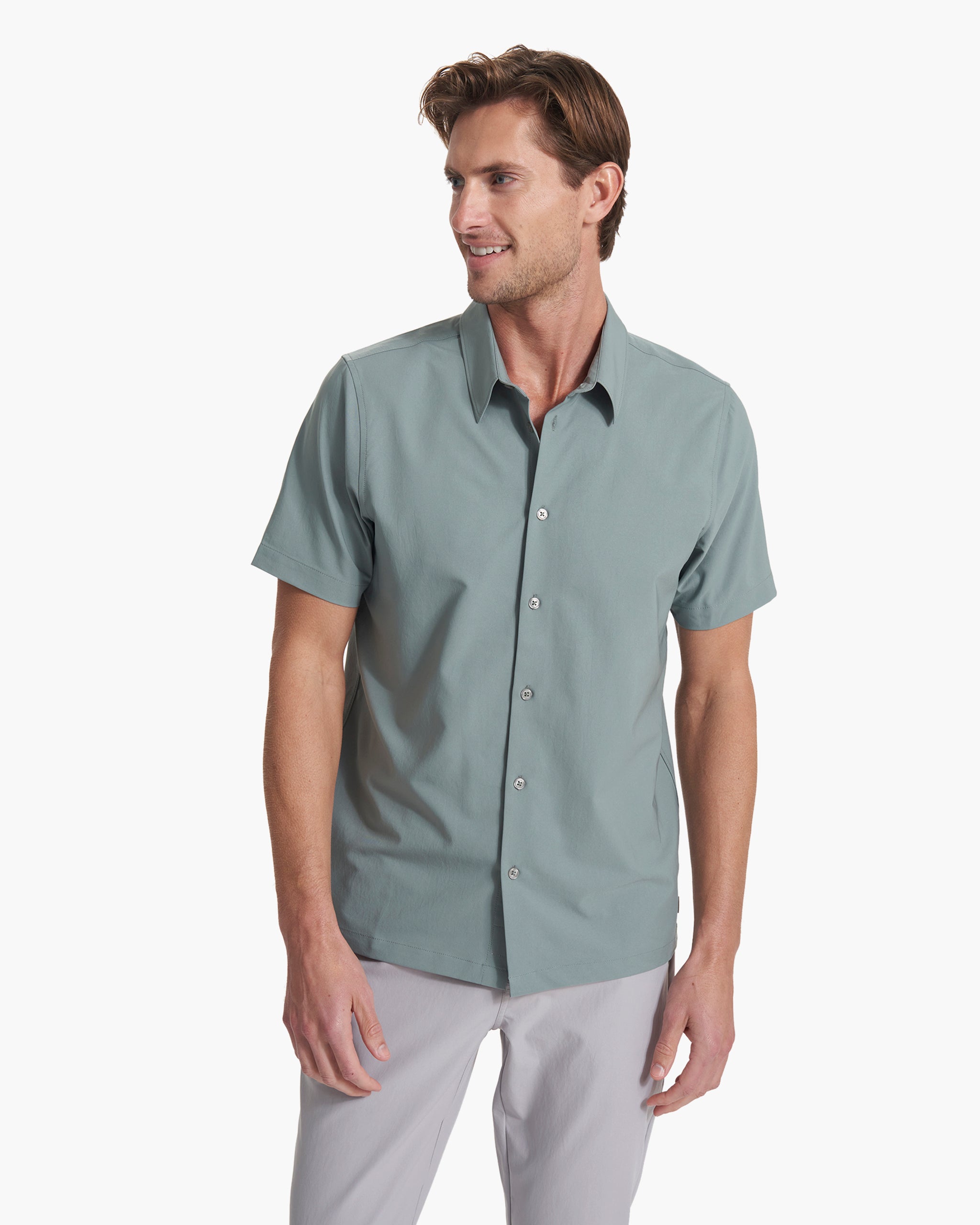 Short Sleeve Manhattan Button Down | Stormy