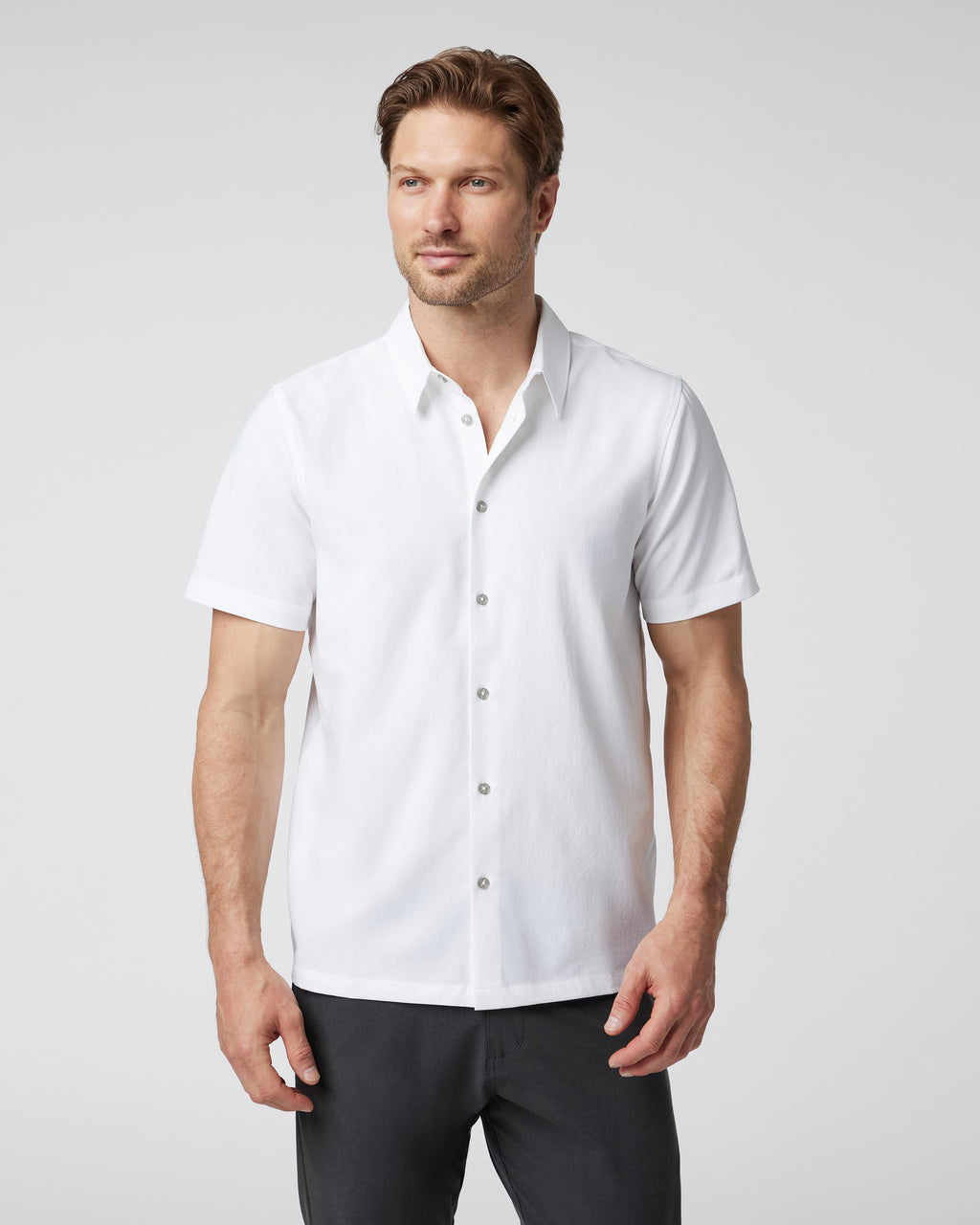 Short Sleeve Manhattan Button Down | White