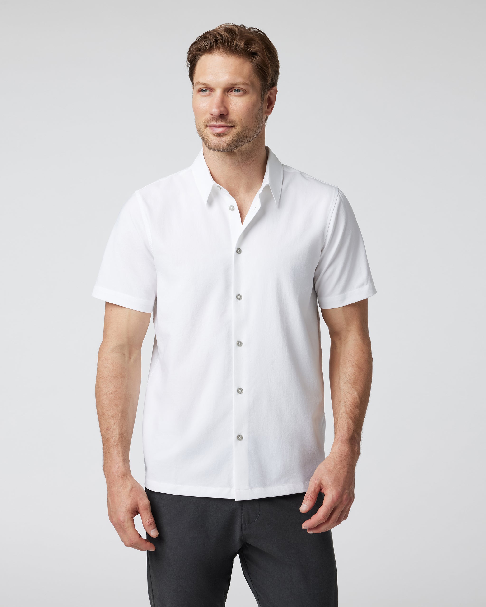 Short Sleeve Manhattan Button Down | White