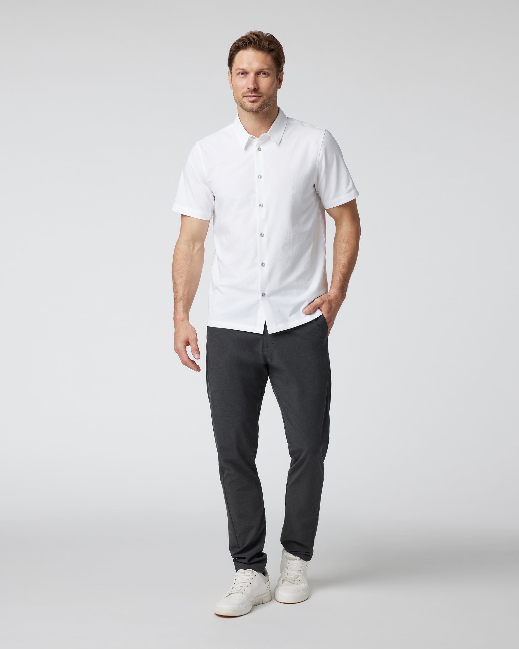 Short Sleeve Manhattan Button Down | White