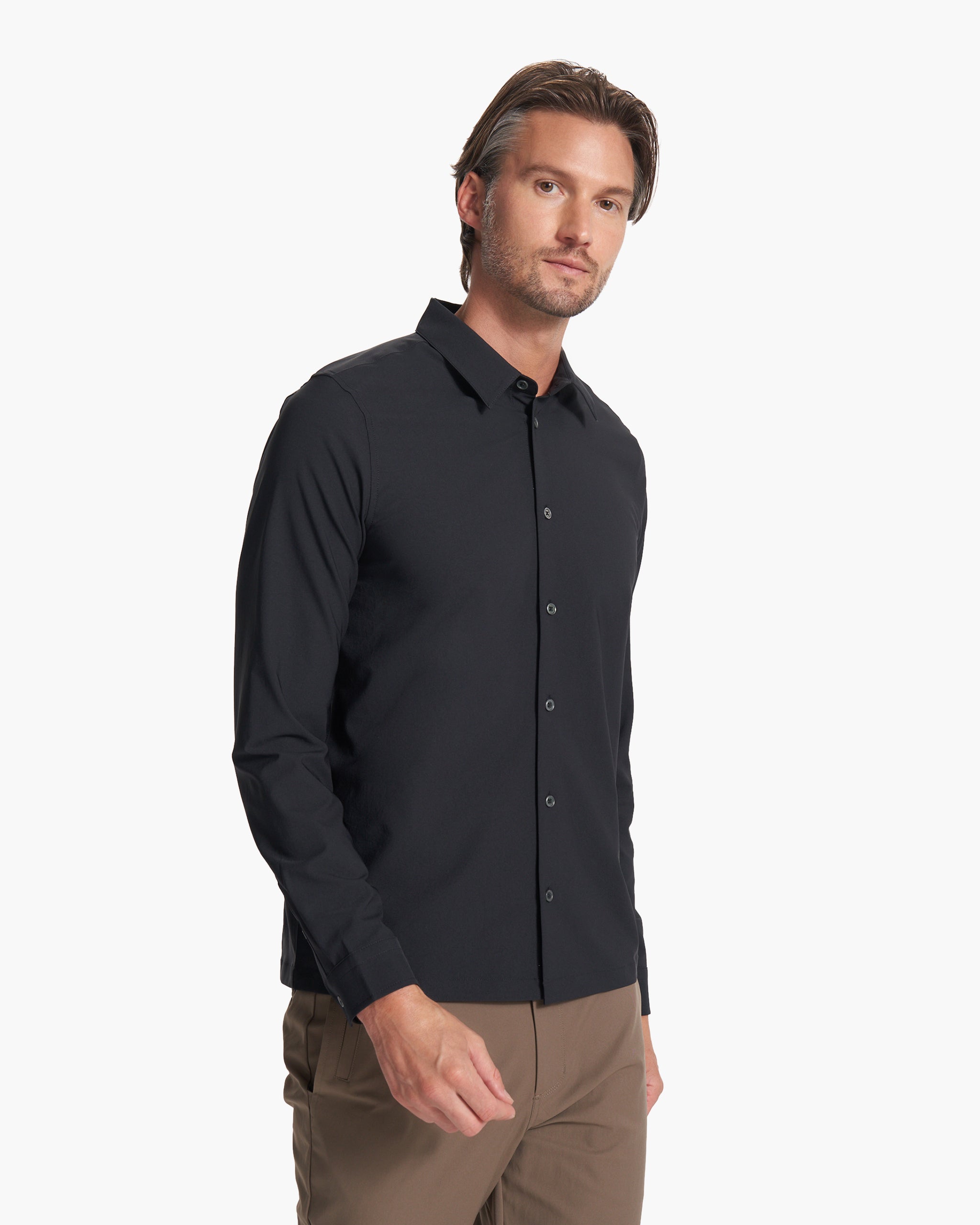 Long Sleeve Manhattan Button Down | Black