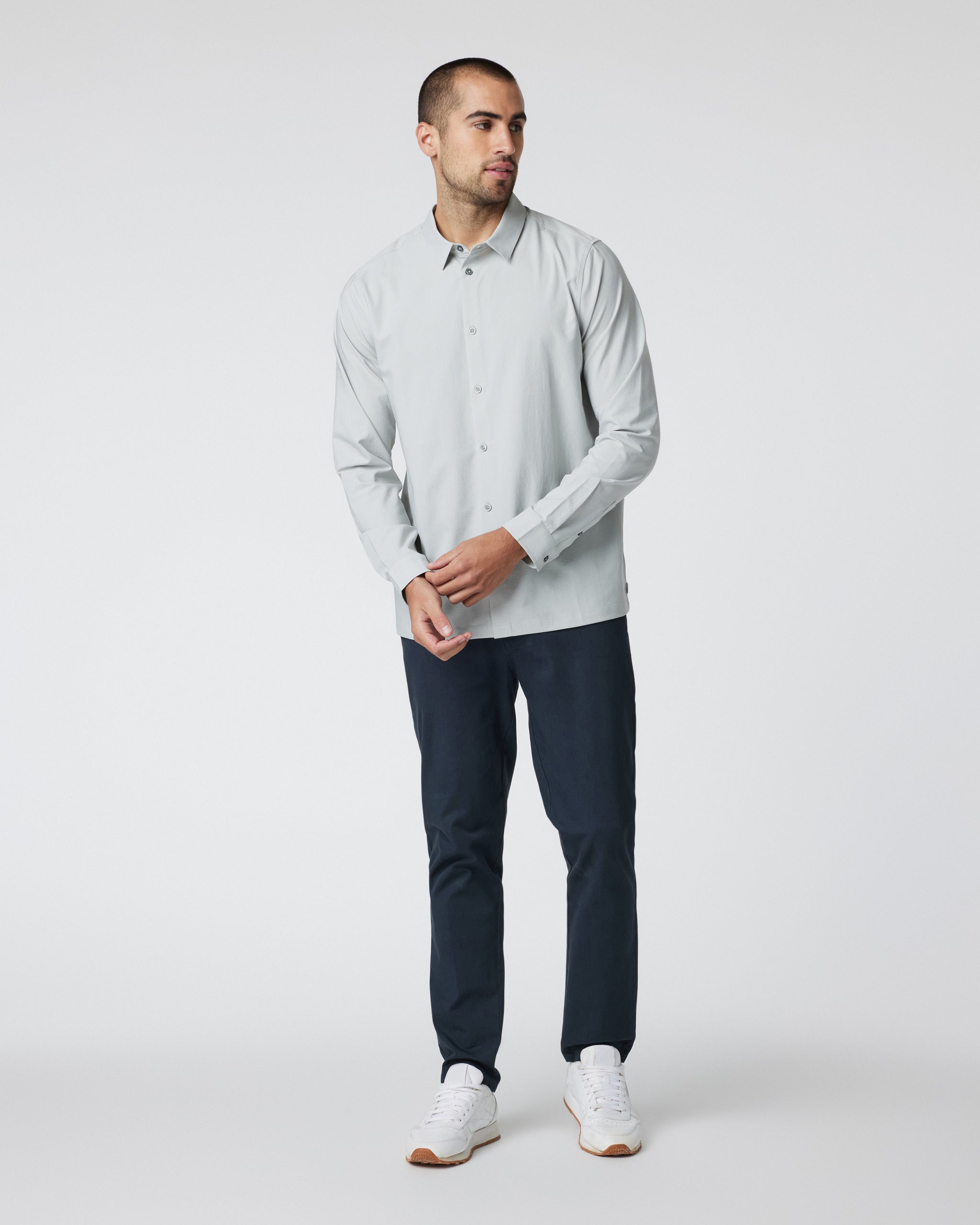 Long Sleeve Manhattan Button Down | Sky Grey
