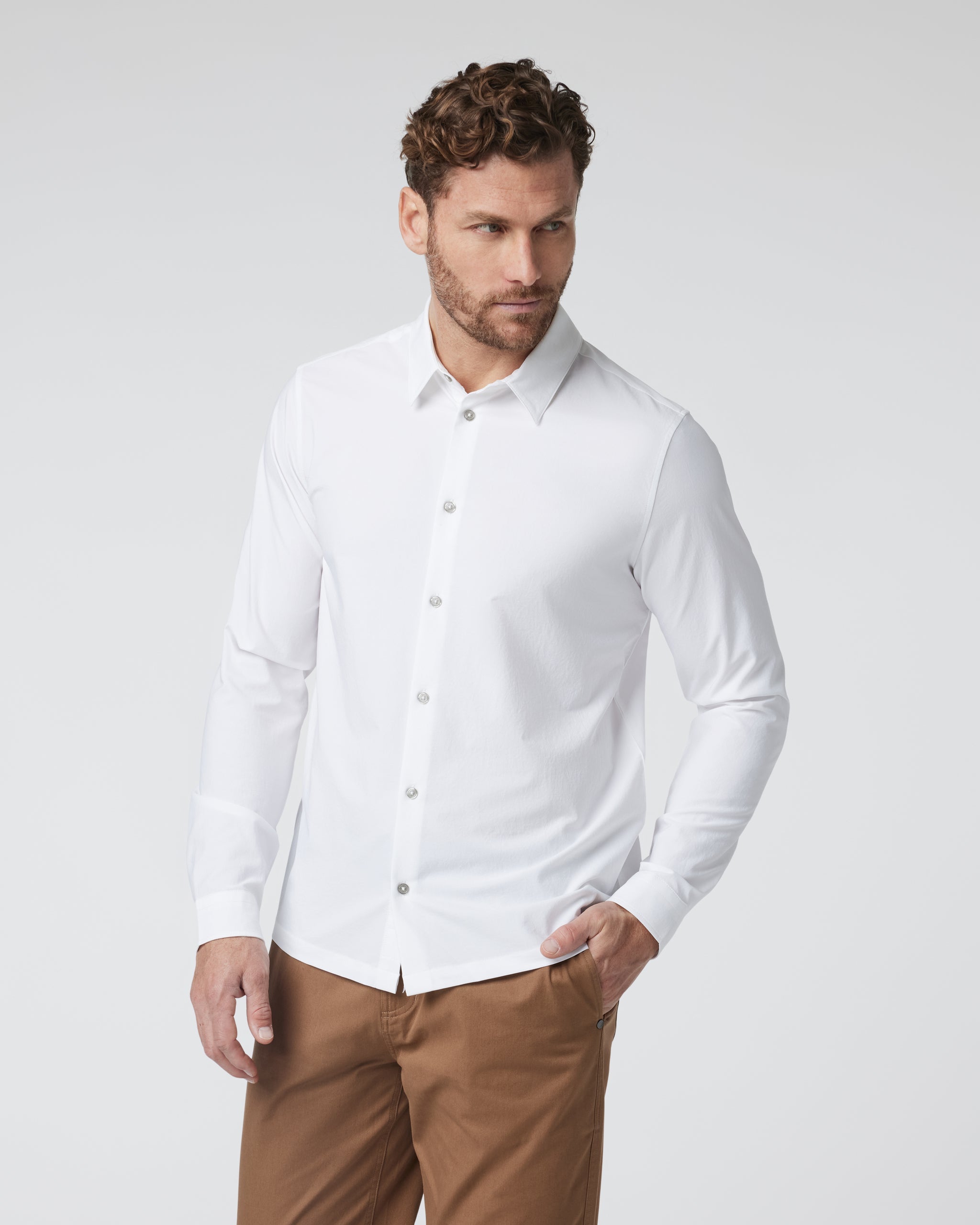 Long Sleeve Manhattan Button Down | White