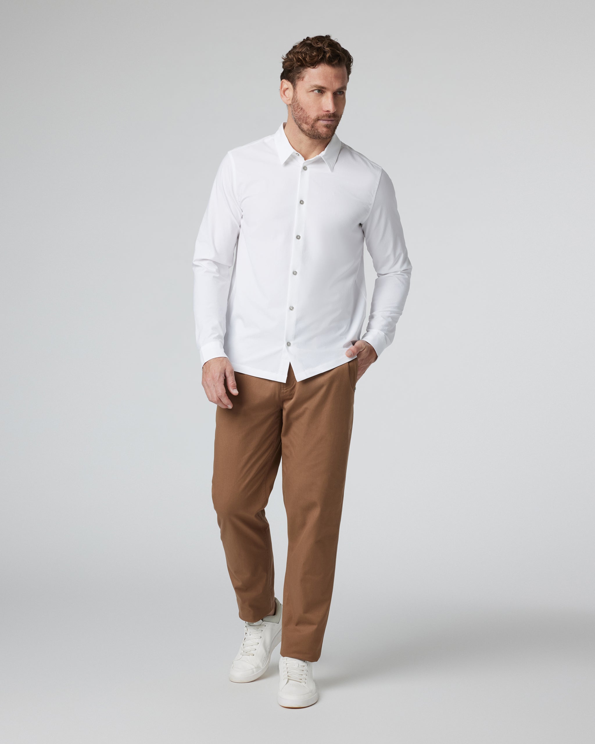 Long Sleeve Manhattan Button Down | White