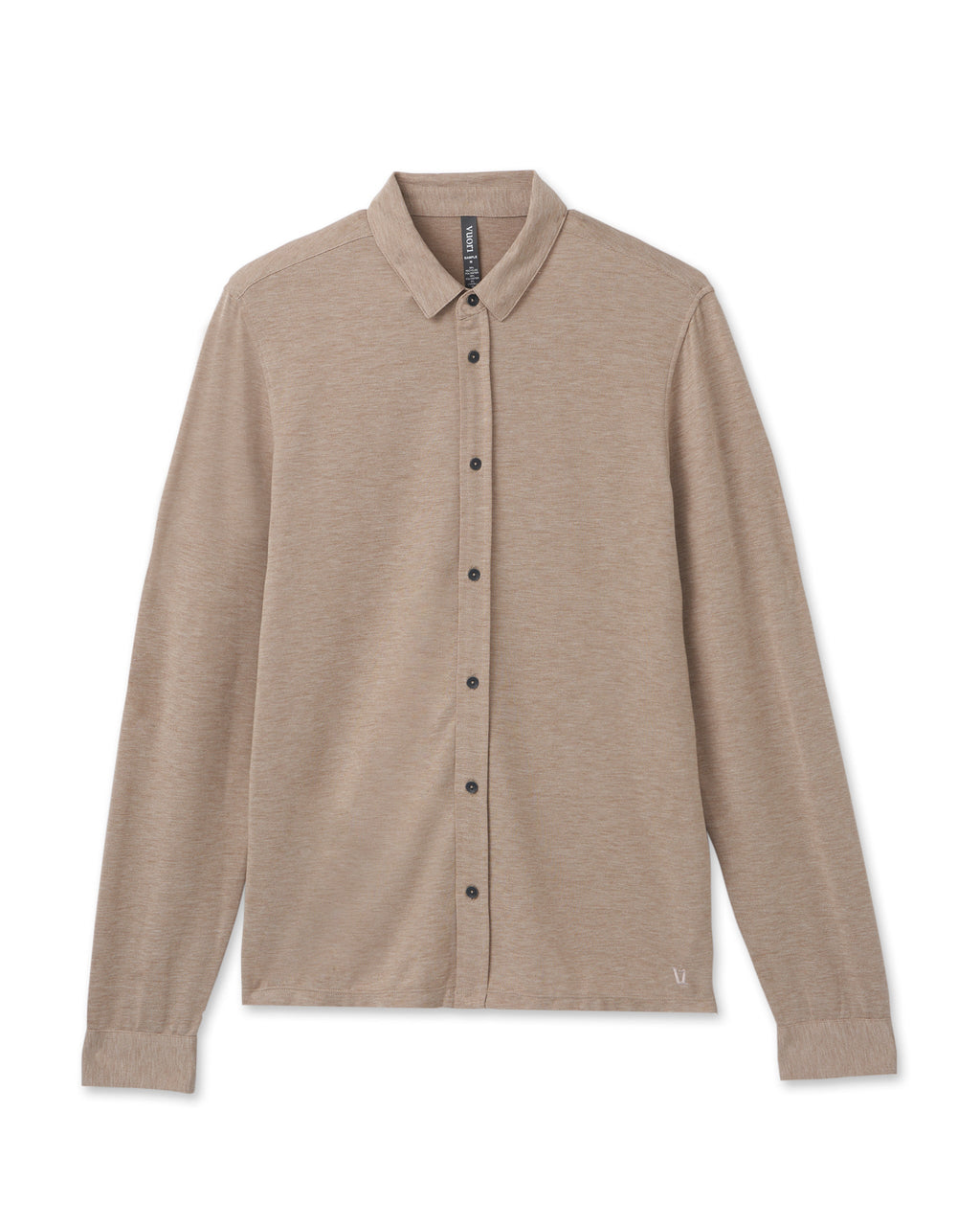 Long Sleeve Knit Twill Button Down | Camel Heather
