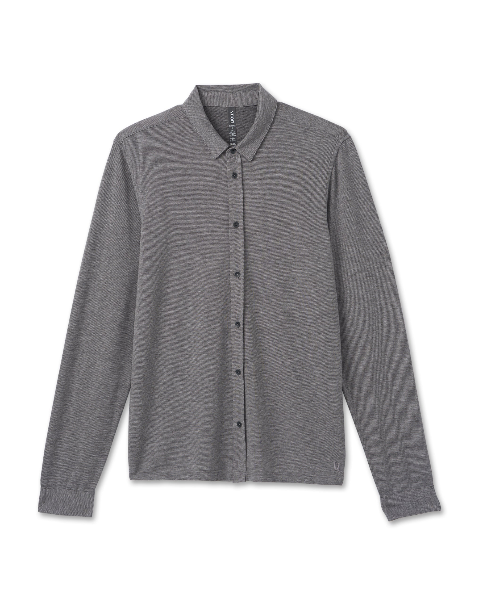 Long Sleeve Knit Twill Button Down | Heather Grey