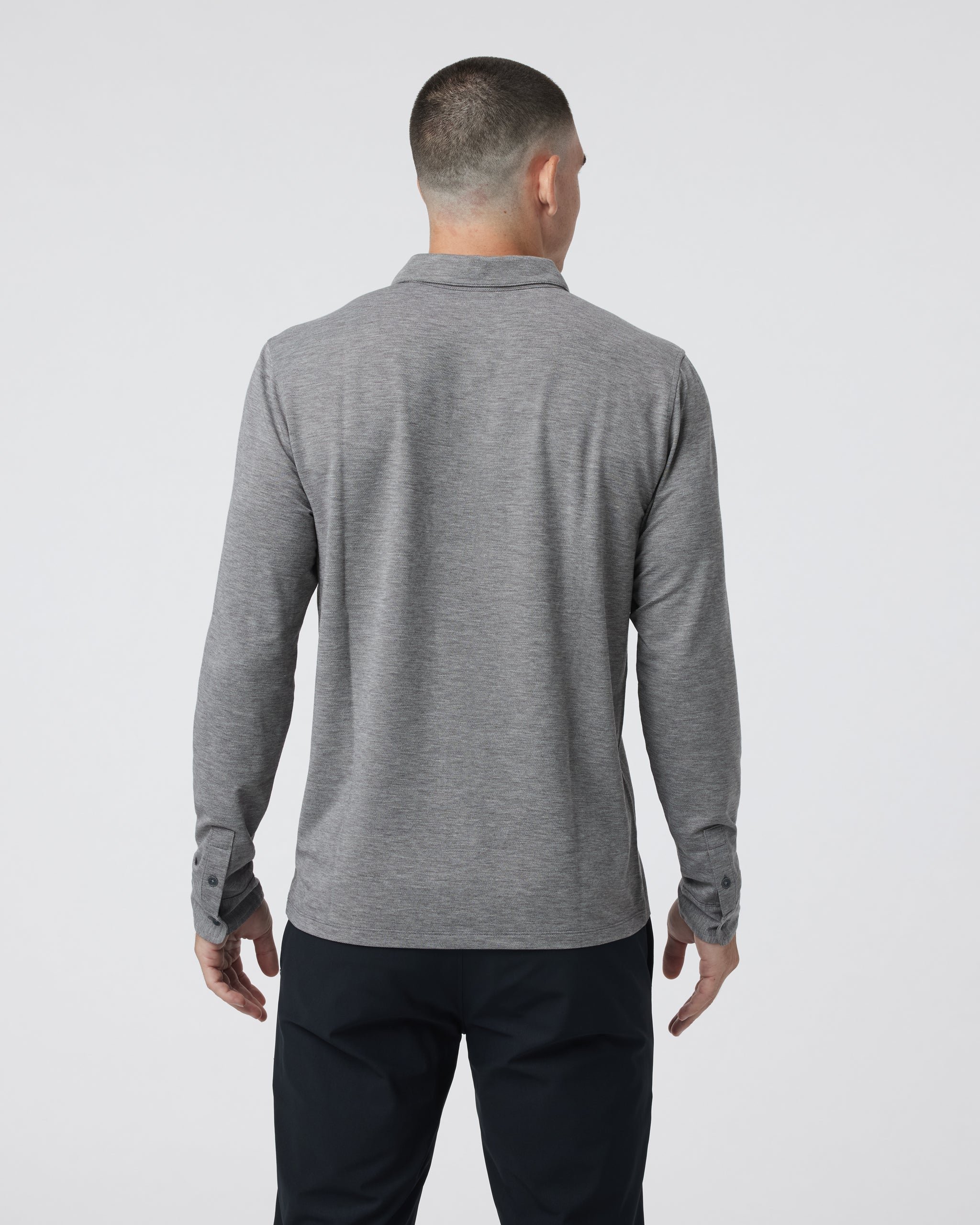Long Sleeve Knit Twill Button Down | Heather Grey