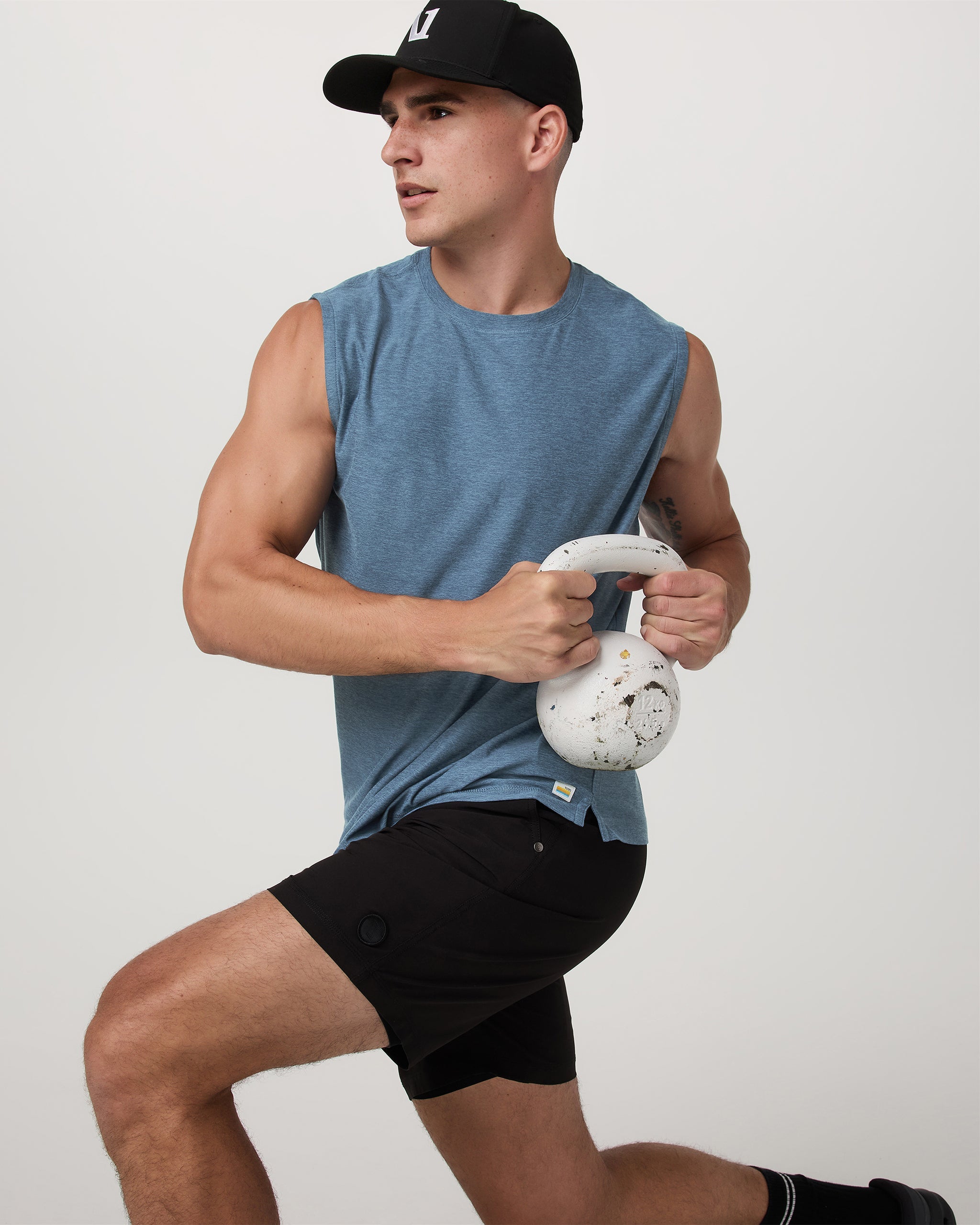 Strato Muscle Tee | Pool Blue Heather