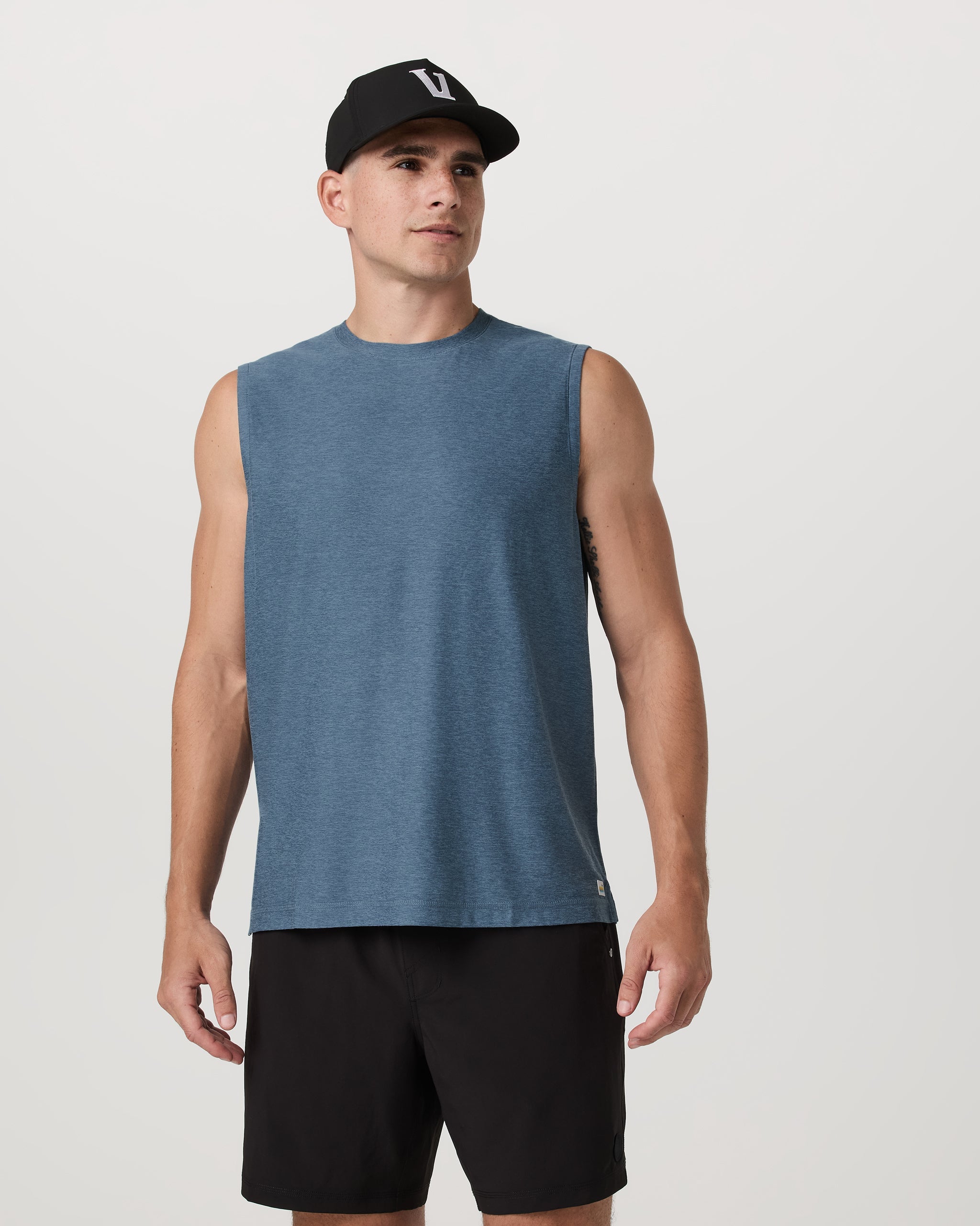Strato Muscle Tee | Pool Blue Heather