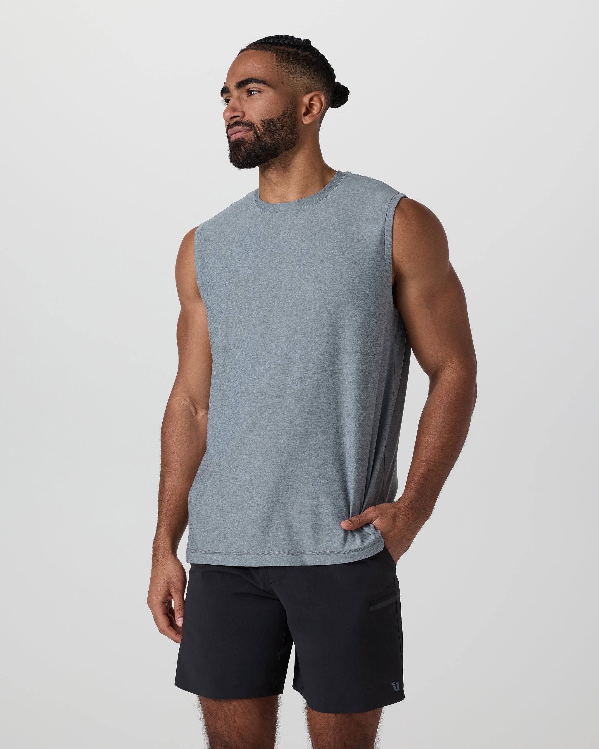 Strato Muscle Tee | Dusty Blue Heather