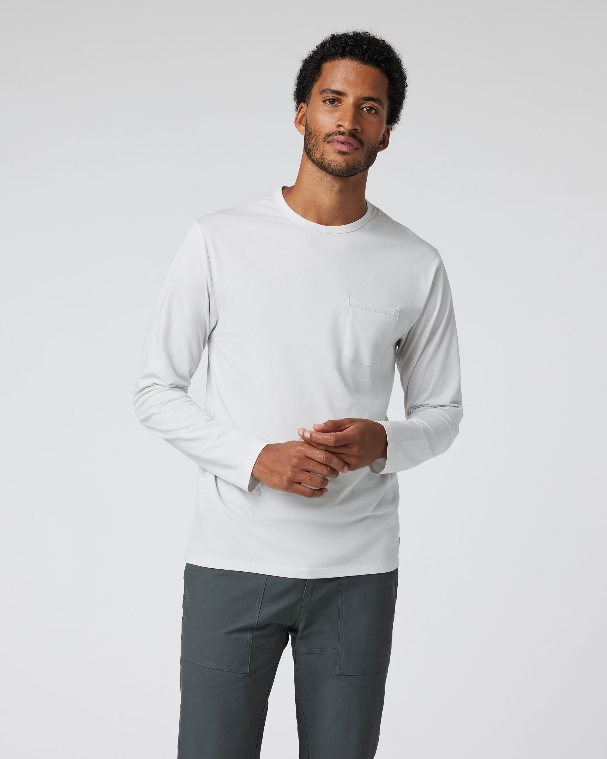 Long Sleeve Men's Feather Tee | Frost Grey