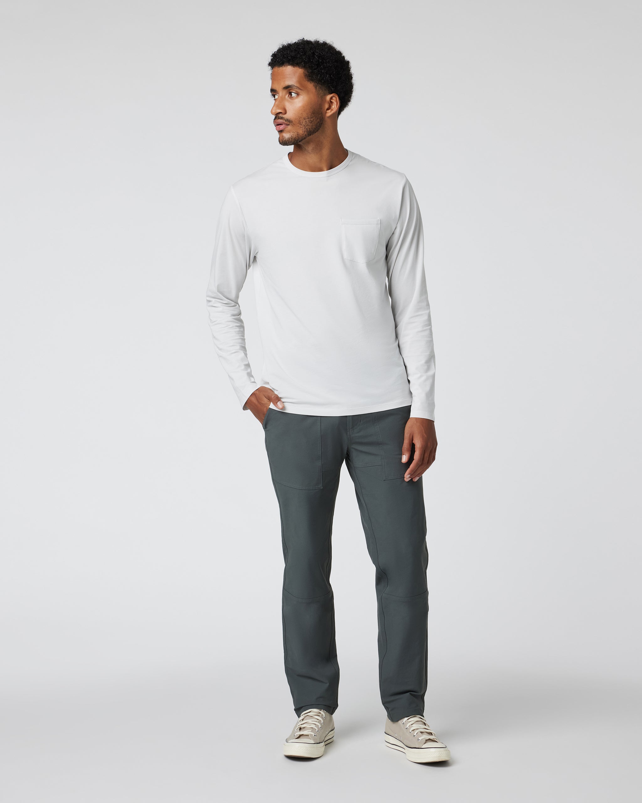 Long Sleeve Men's Feather Tee | Frost Grey