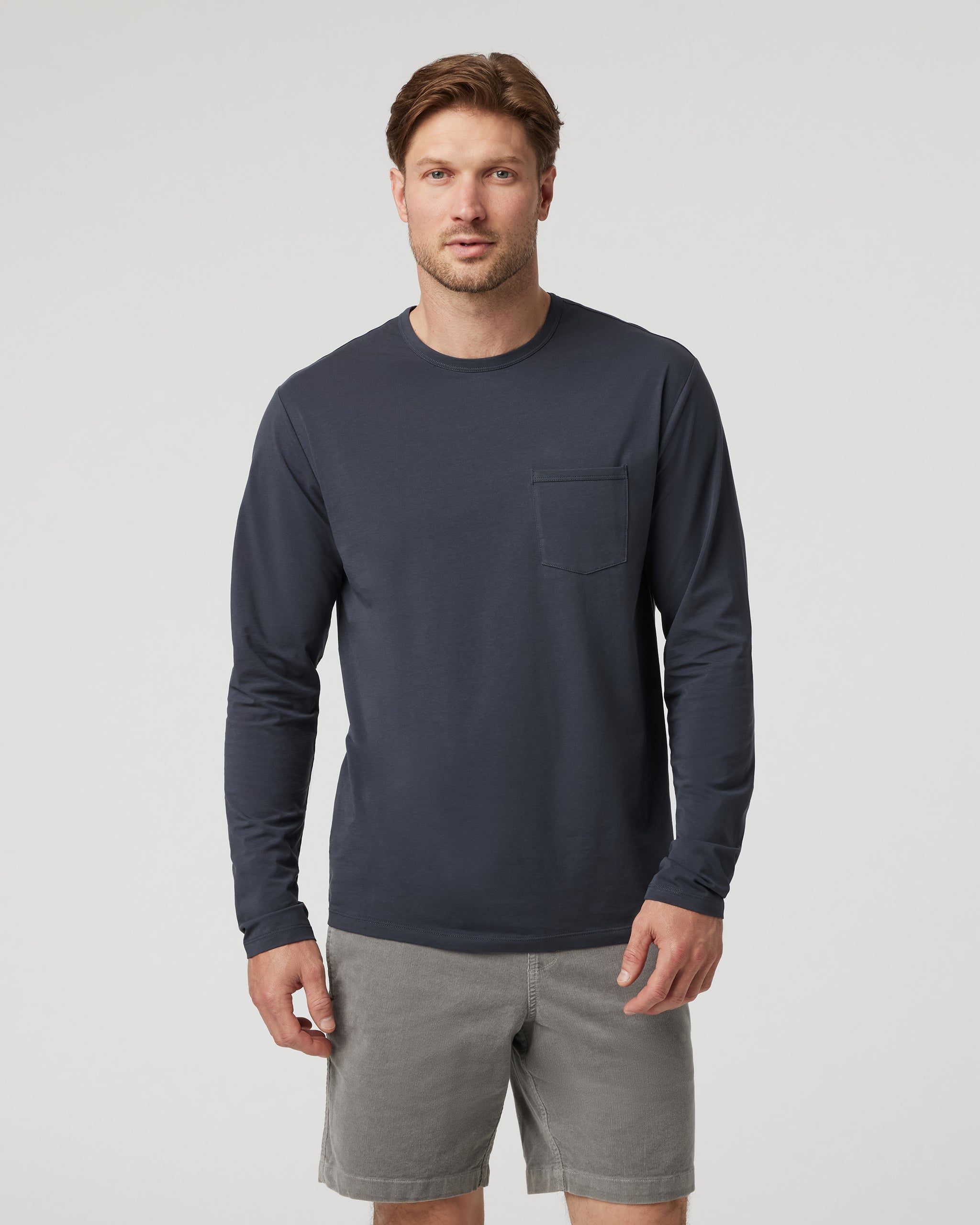 Long Sleeve Men's Feather Tee | Navy