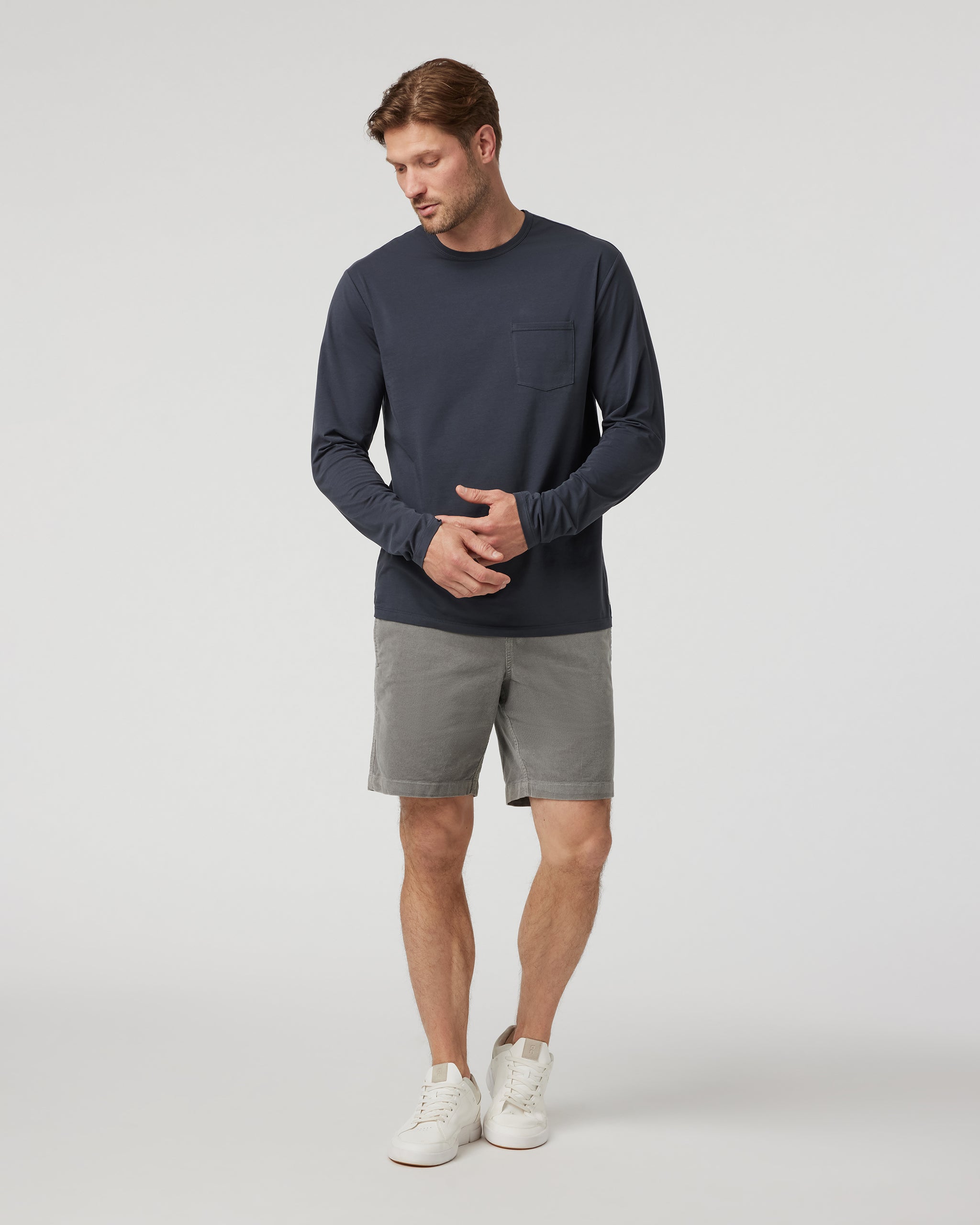 Long Sleeve Men's Feather Tee | Navy