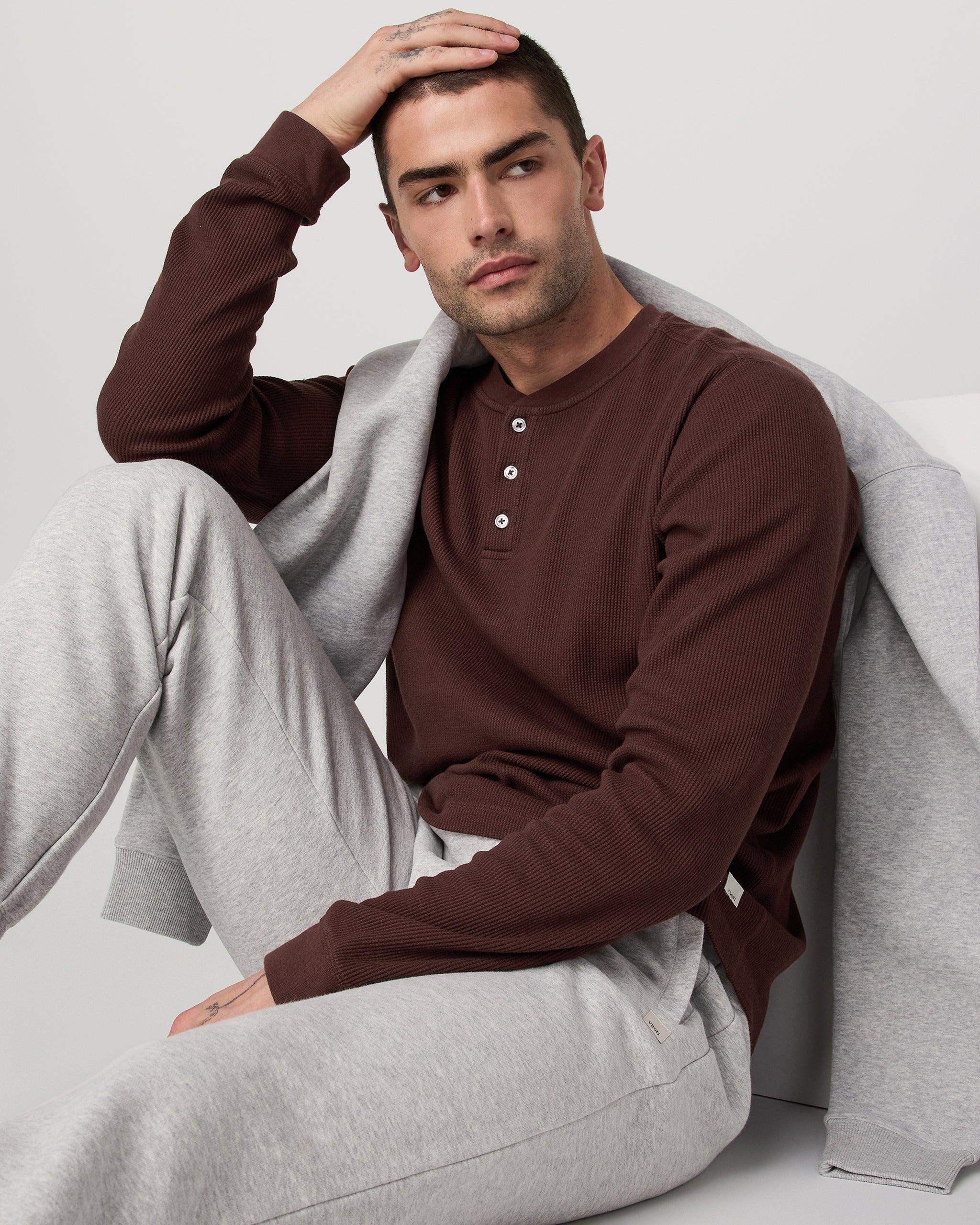 Waffle Henley | Burgundy