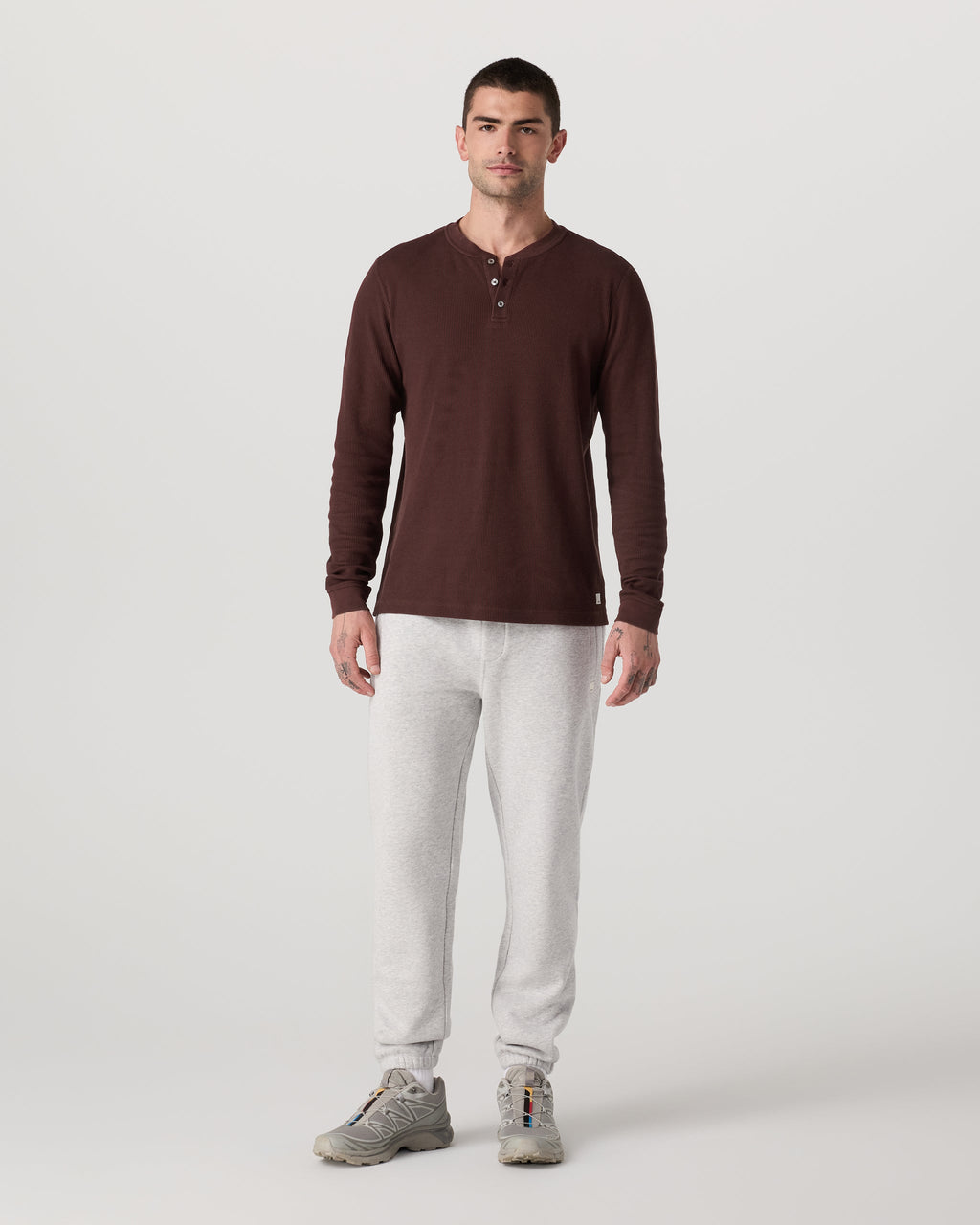 Waffle Henley | Burgundy