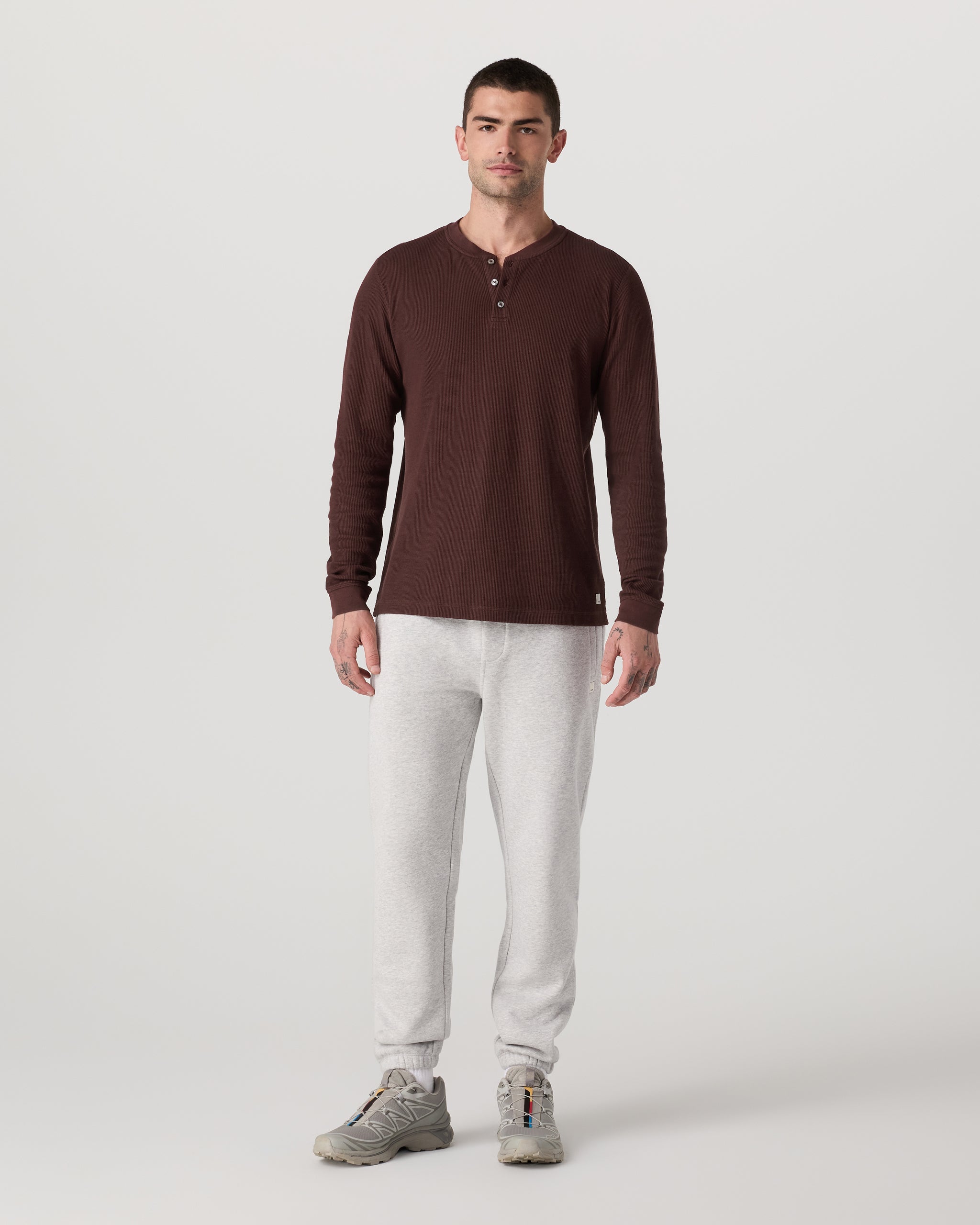 Waffle Henley | Burgundy