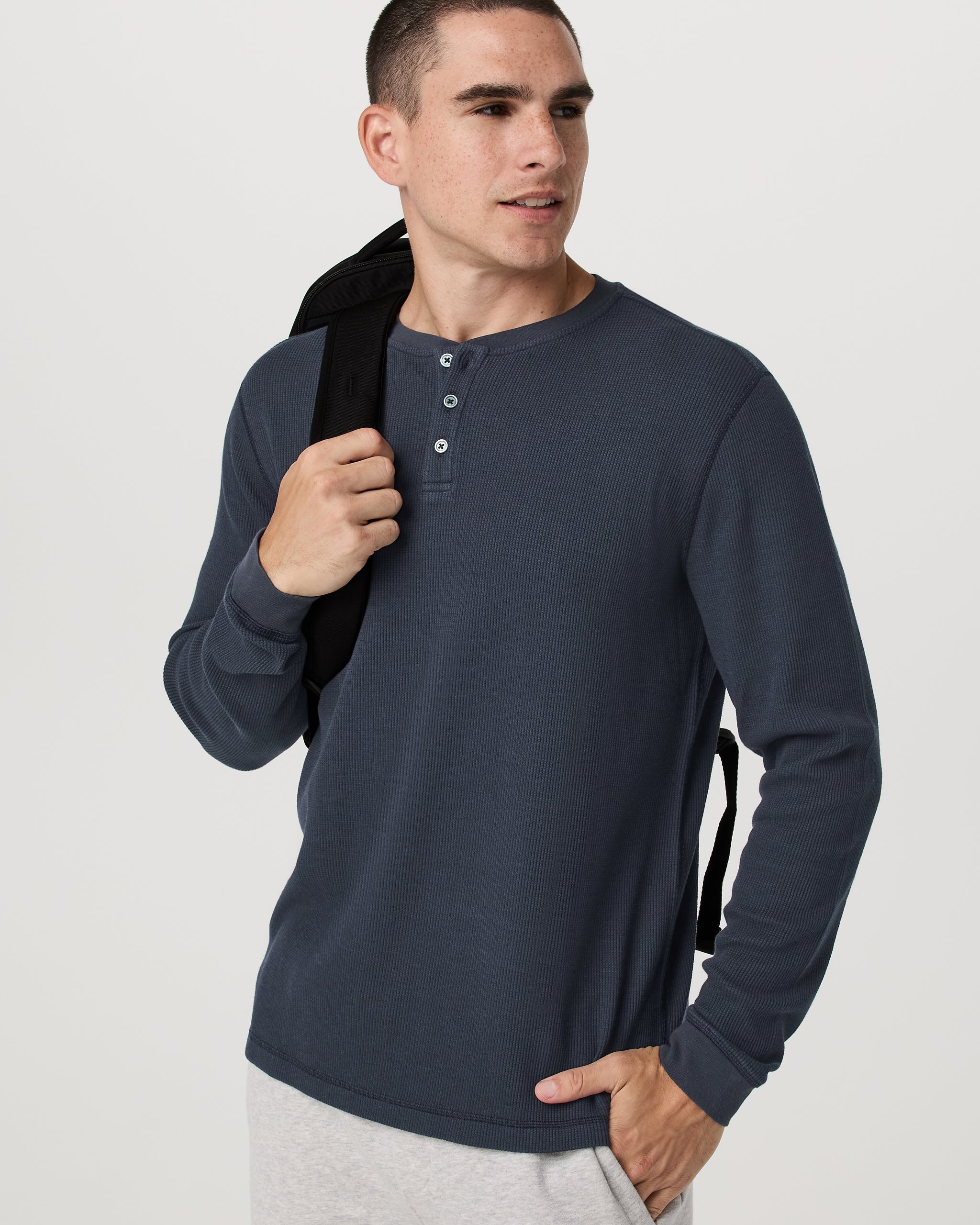 Waffle Henley | Navy