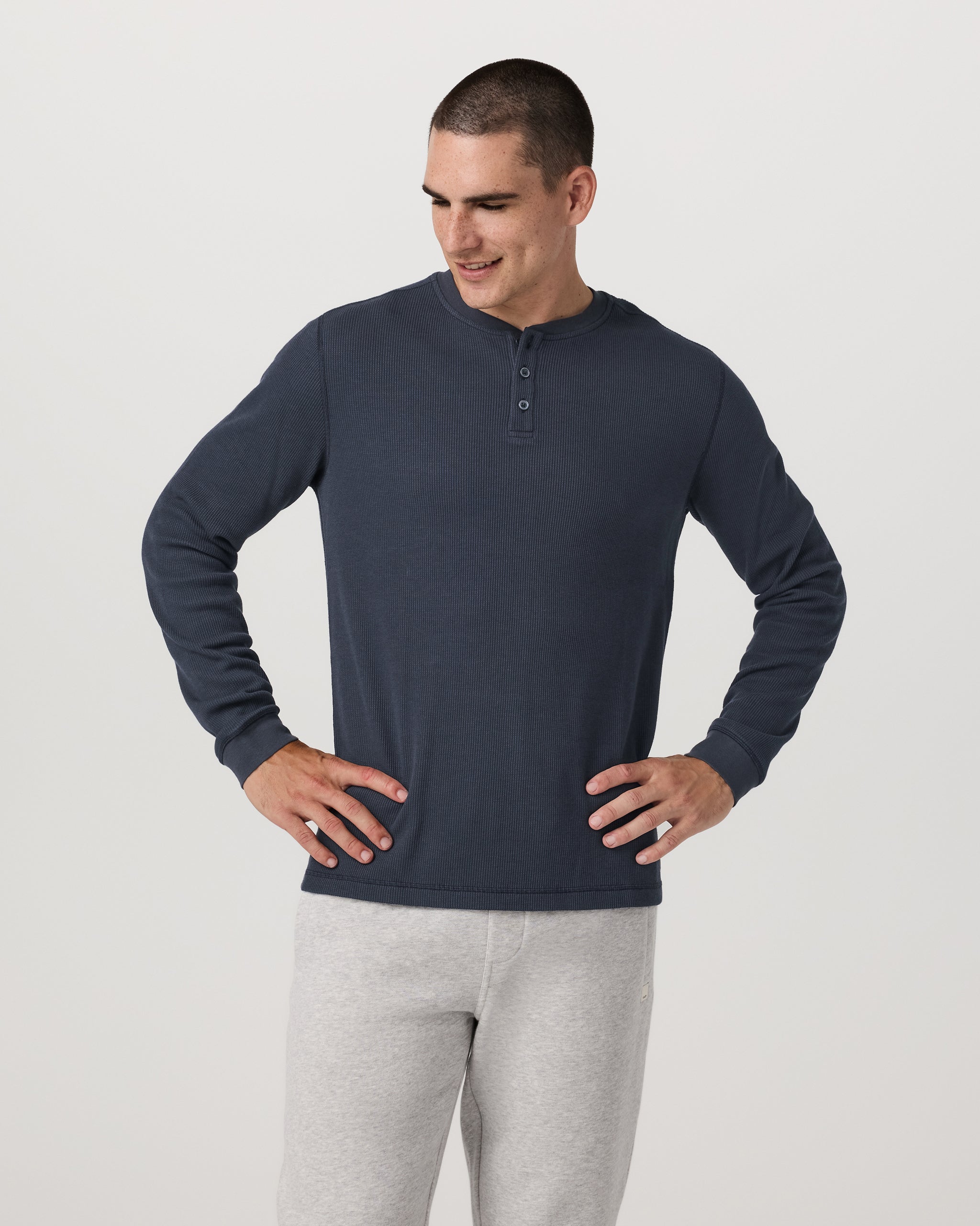 Waffle Henley | Navy