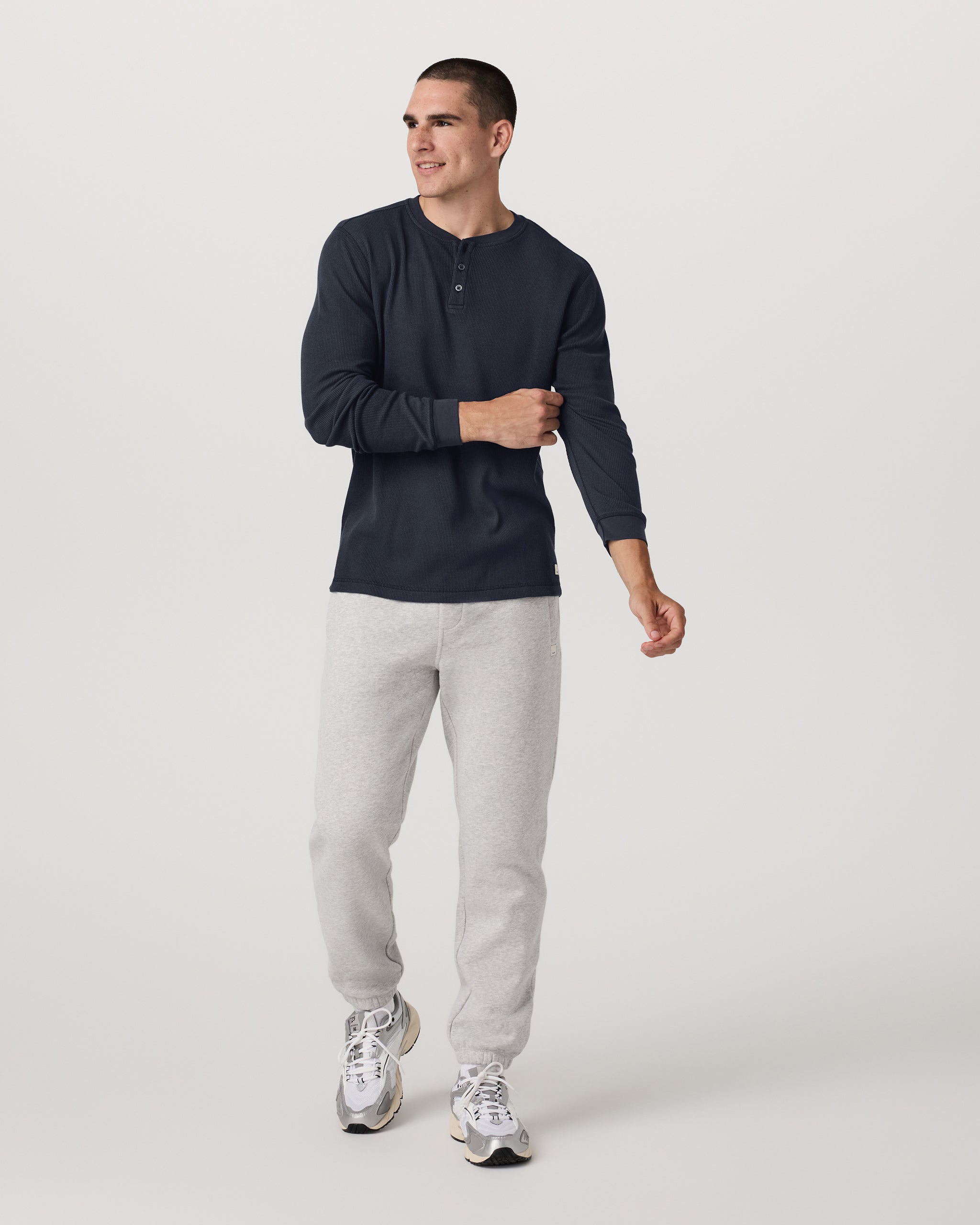 Waffle Henley | Navy