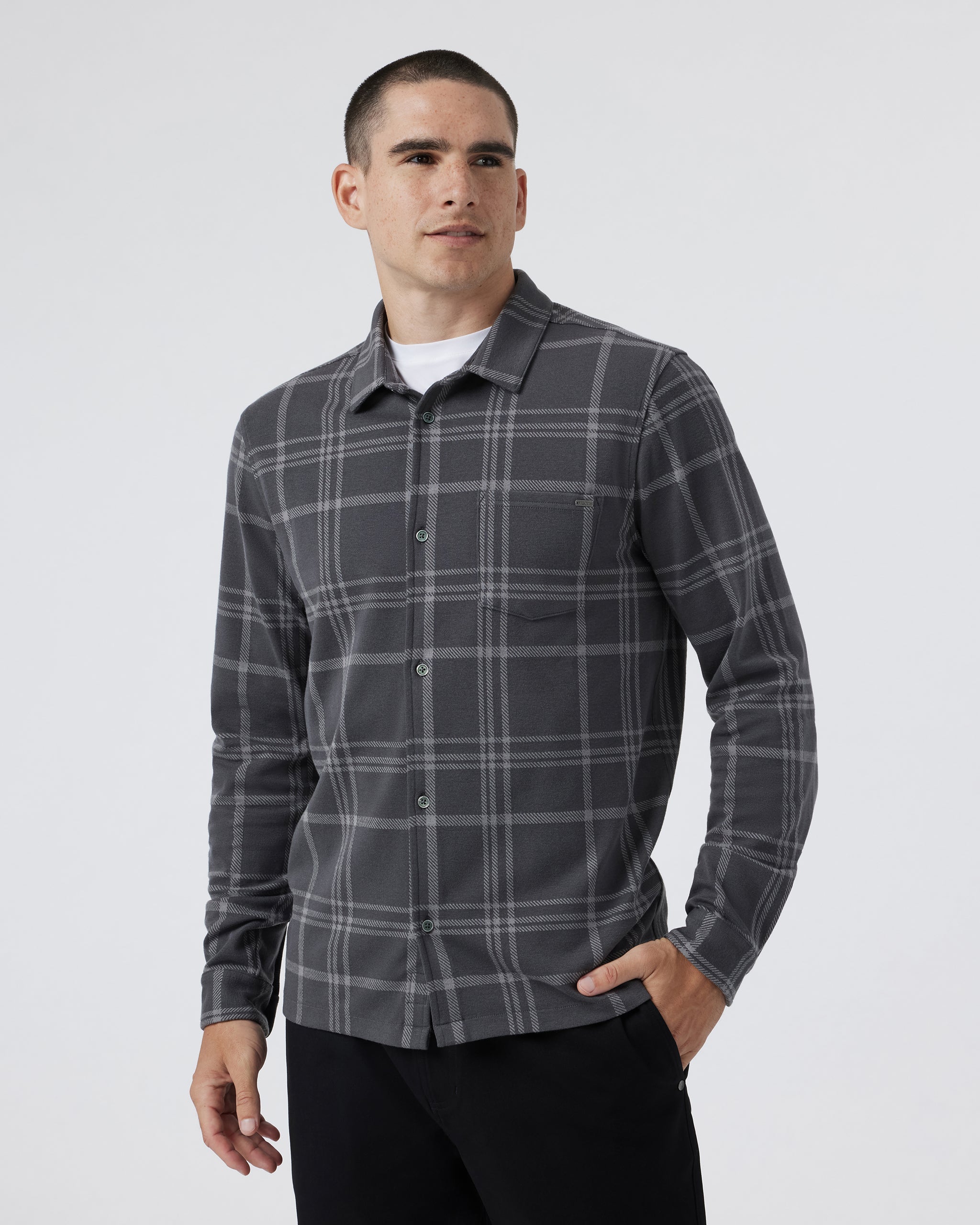 Seaview Plaid Button Down Shirt | Dark Pewter