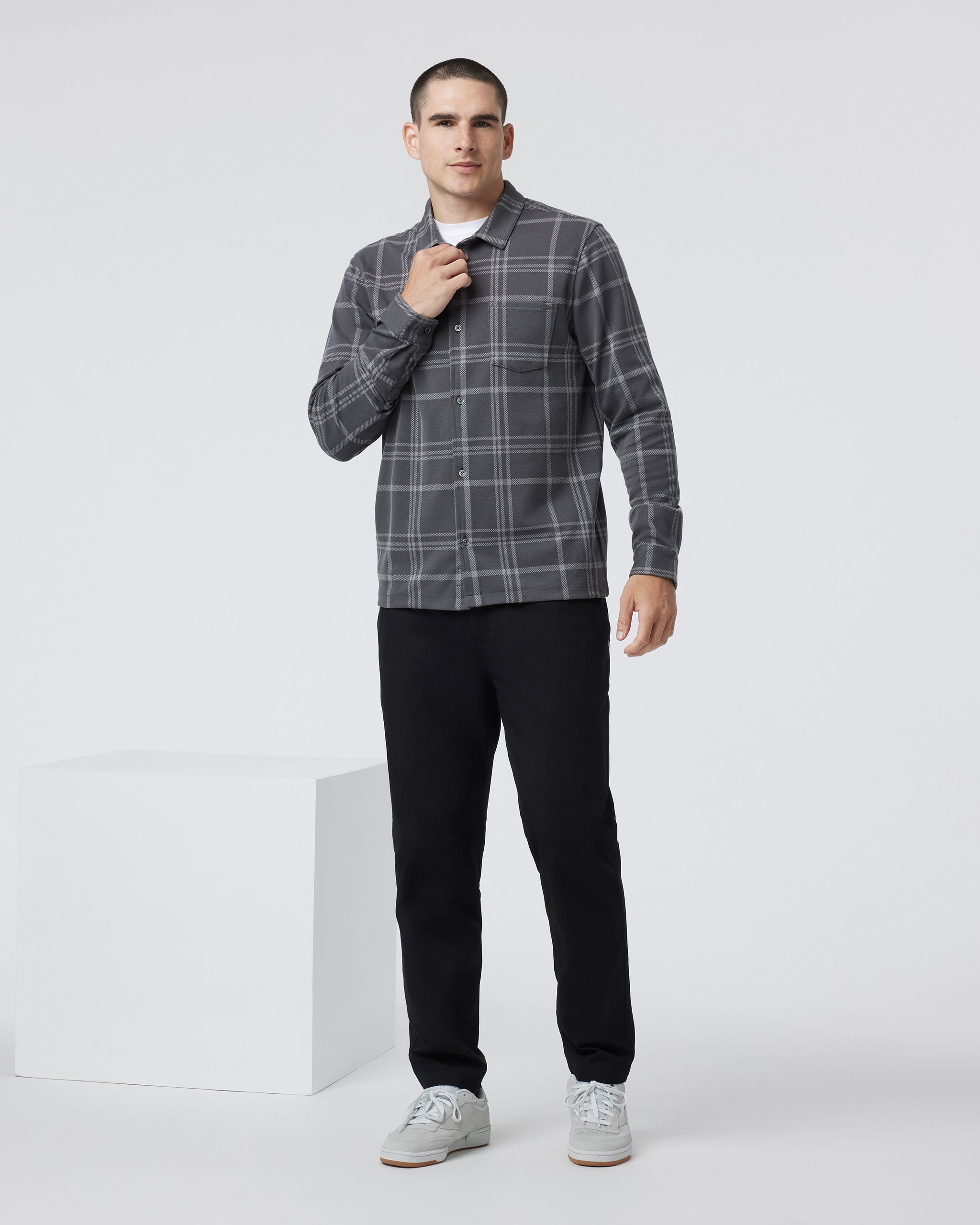 Seaview Plaid Button Down Shirt | Dark Pewter