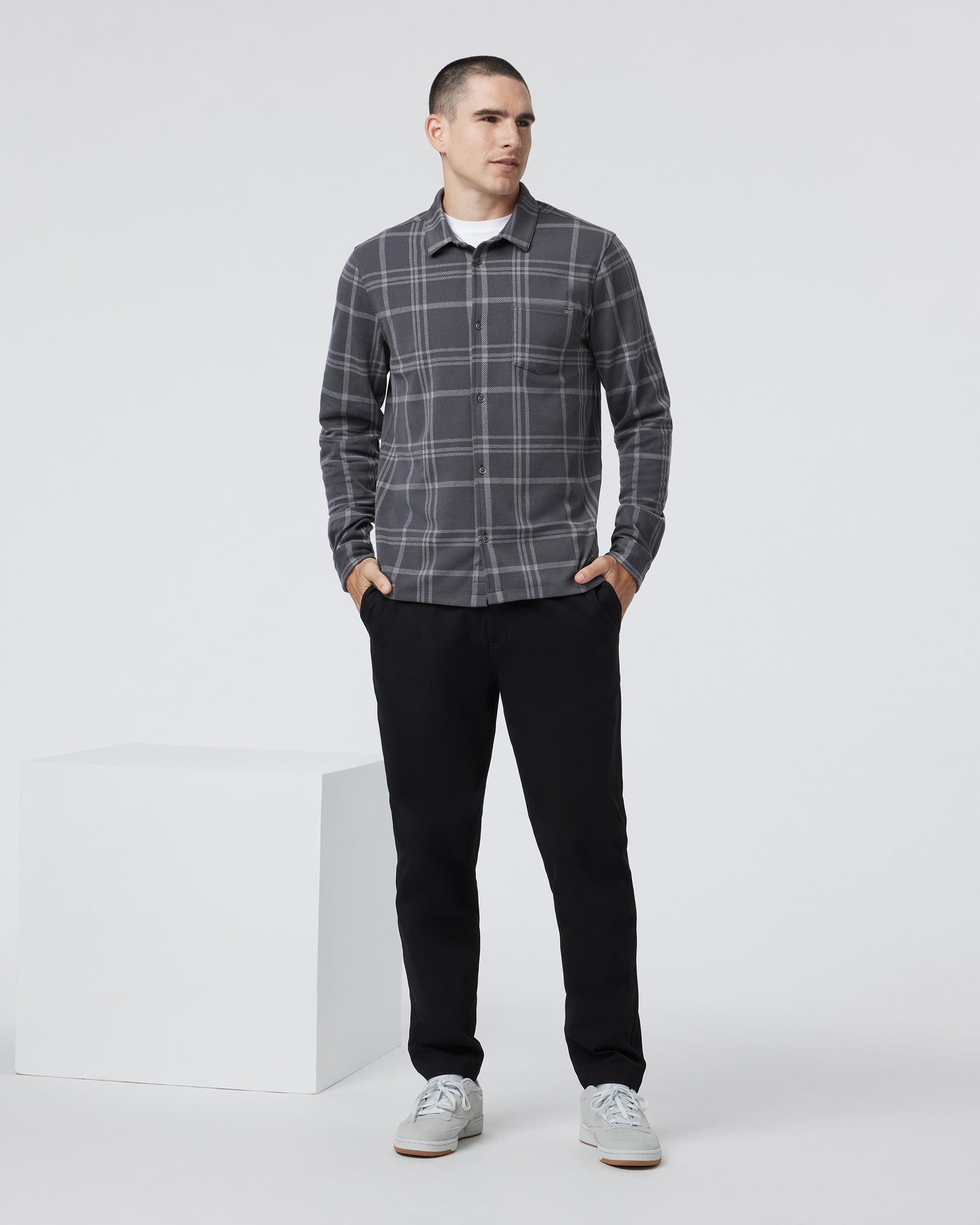 Seaview Plaid Button Down Shirt | Dark Pewter