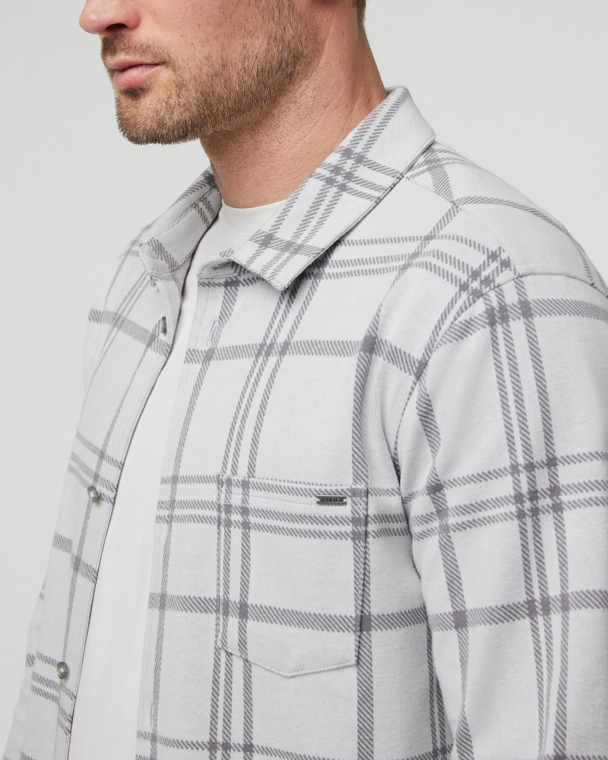 Seaview Plaid Button Down Shirt | Frost Grey