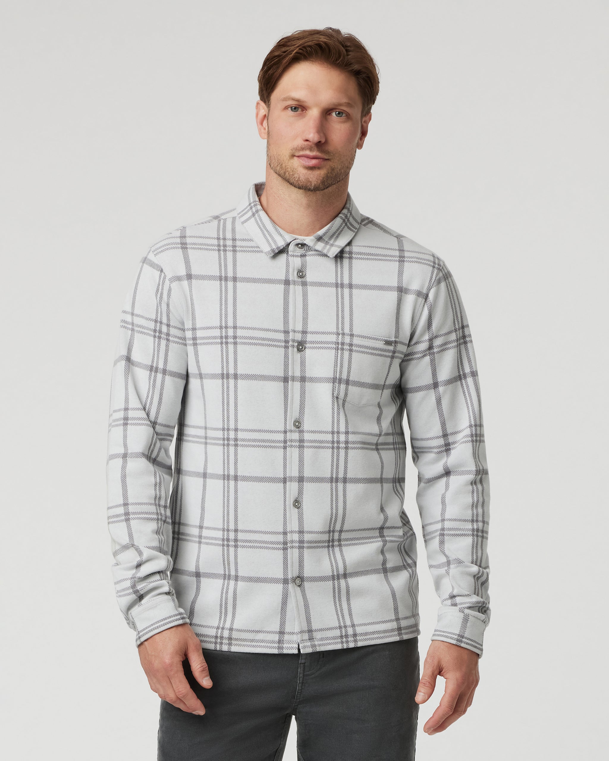 Seaview Plaid Button Down Shirt | Frost Grey