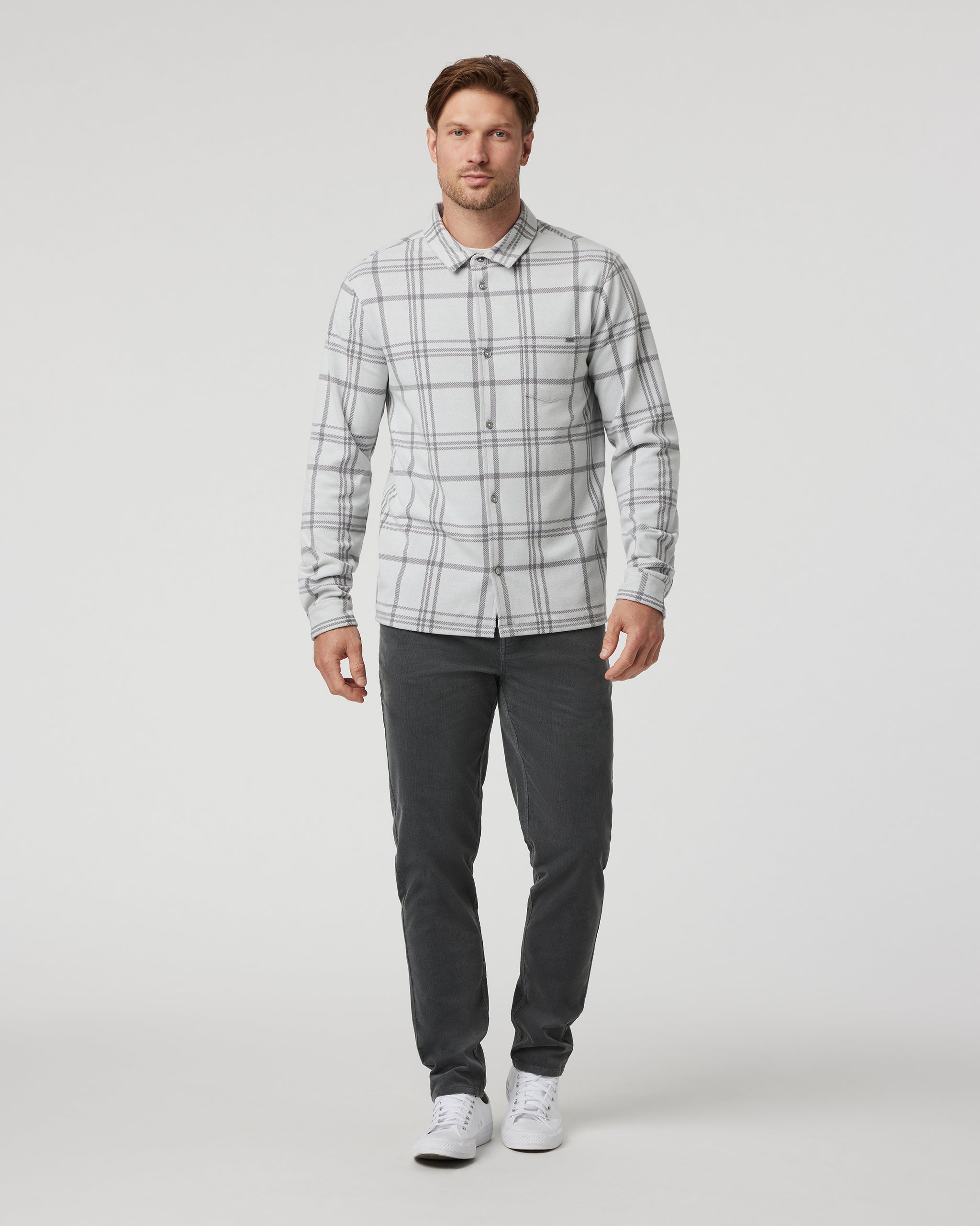 Seaview Plaid Button Down Shirt | Frost Grey