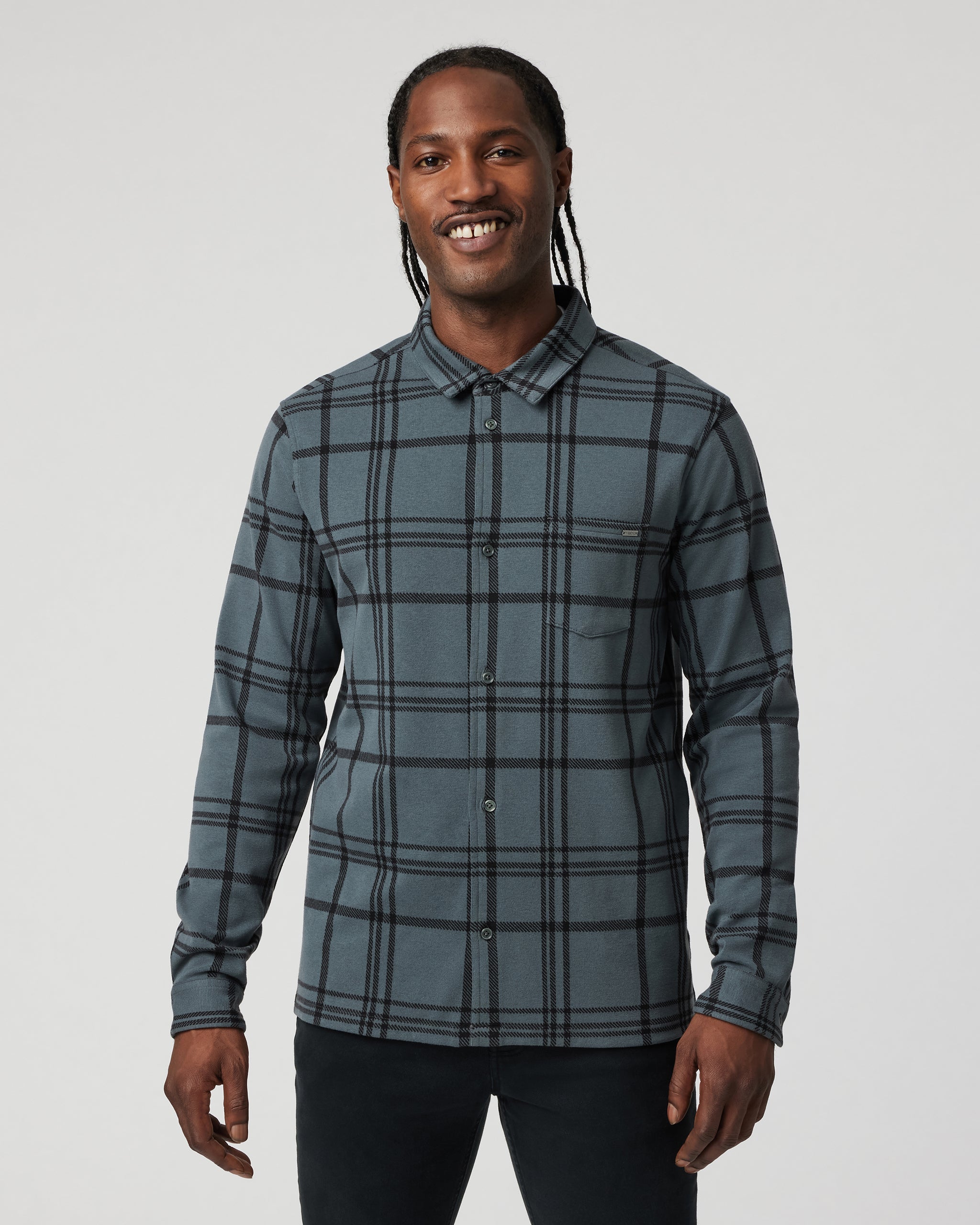 Seaview Plaid Button Down Shirt | Smoked Beryl
